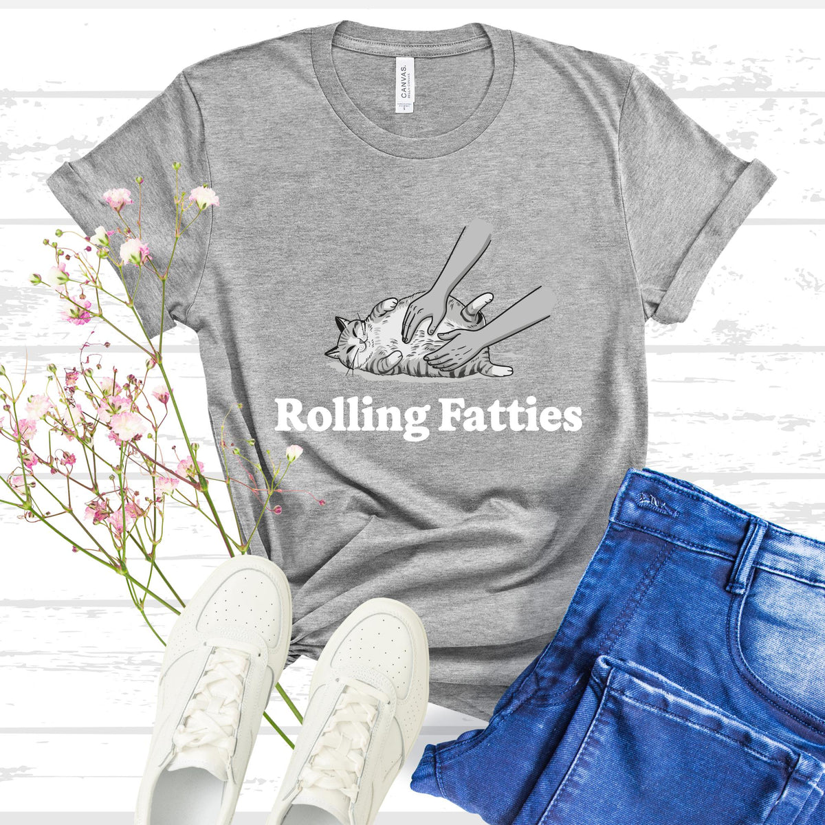 Rolling Fatties Cat Shirt, Funny Cat Lover T Shirt, Cute Chubby Cat Graphic Tee, Cat Mom Gift, Unisex Animal Humor Shirt