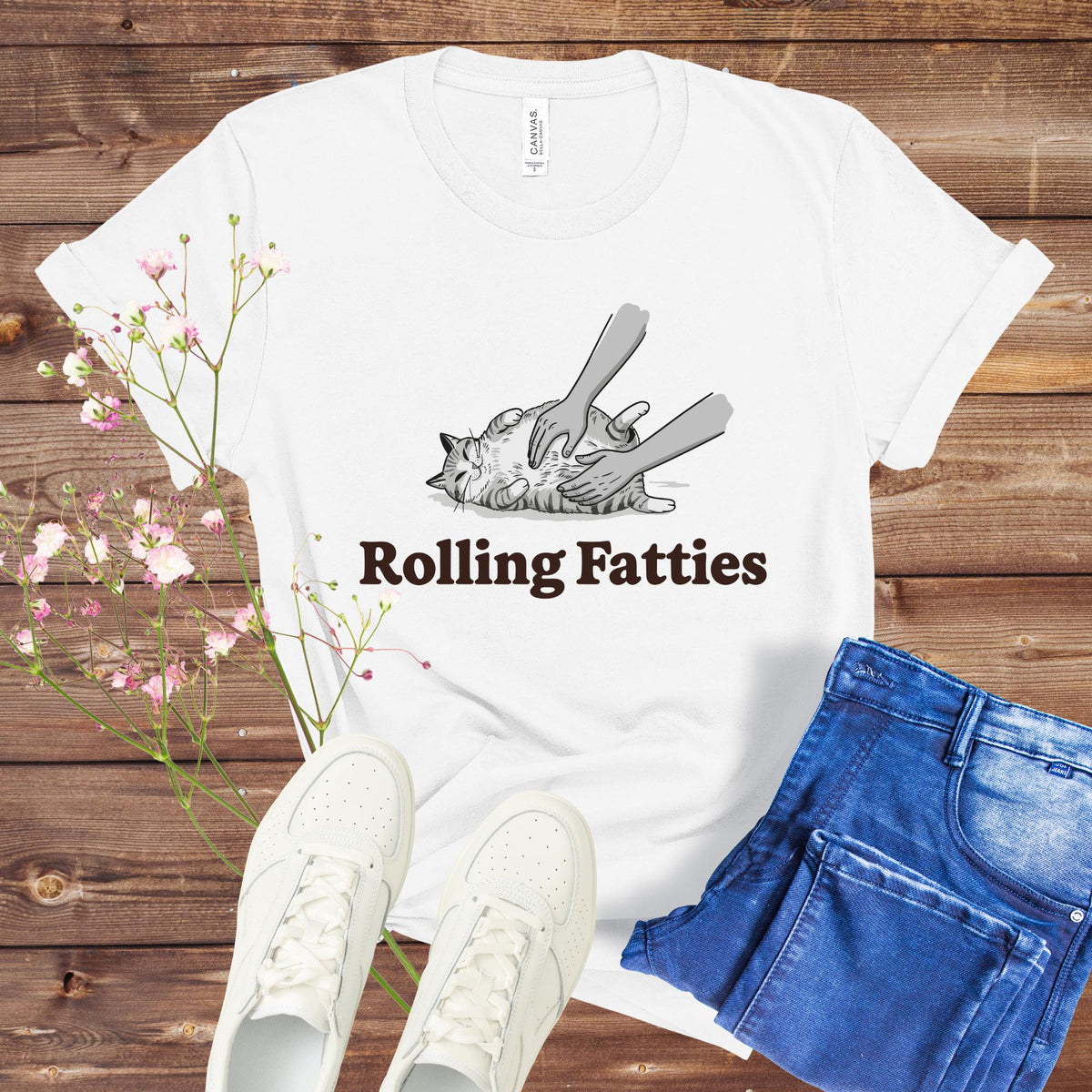 Rolling Fatties Cat Shirt, Funny Cat Lover T Shirt, Cute Chubby Cat Graphic Tee, Cat Mom Gift, Unisex Animal Humor Shirt