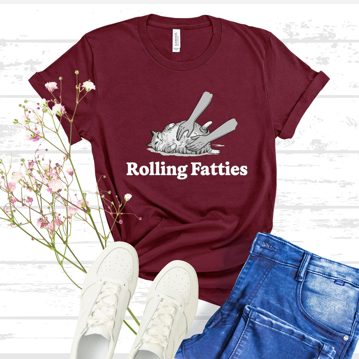Rolling Fatties Cat Shirt, Funny Cat Lover T Shirt, Cute Chubby Cat Graphic Tee, Cat Mom Gift, Unisex Animal Humor Shirt