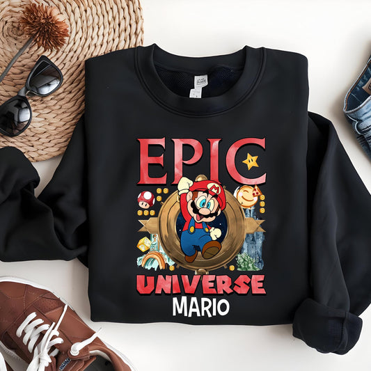 Custom Epic Universe Sweatshirt, Mario and Friends Family Vacation Sweat - Birthday Squad Hoodie