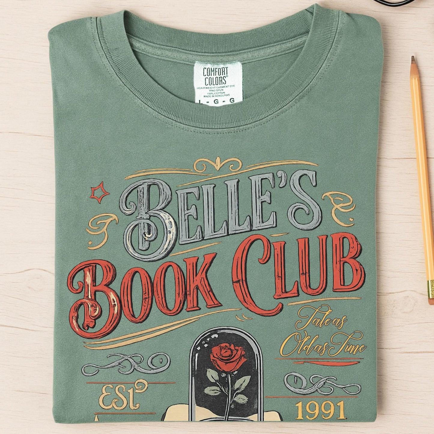 Disney Belle Book Club Shirt, Comfort Colors Bookish Tee, Vintage Style Reading Shirts For Women, Tale As Old As Time, Book Lover Gift