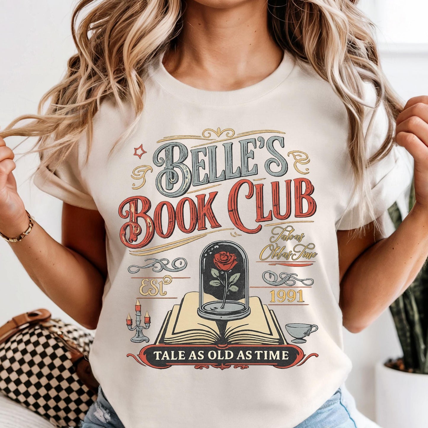 Disney Belle Book Club Shirt, Comfort Colors Bookish Tee, Vintage Style Reading Shirts For Women, Tale As Old As Time, Book Lover Gift