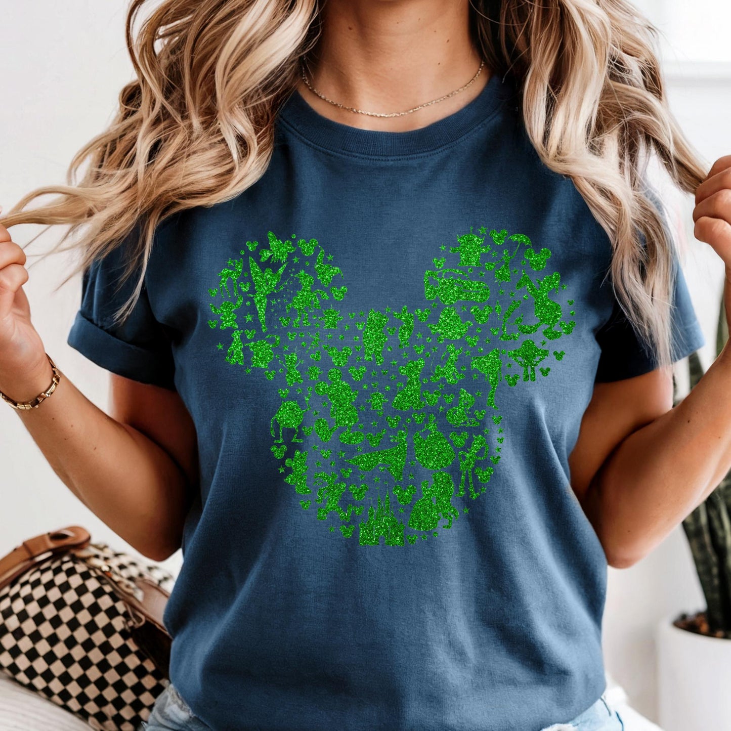 Disney Shirt, Glitter Look Mickey Mouse Silhouette Shirt, Disneyland Shirt, Disneyland Vacation T-Shirt, Family Disney Shirt