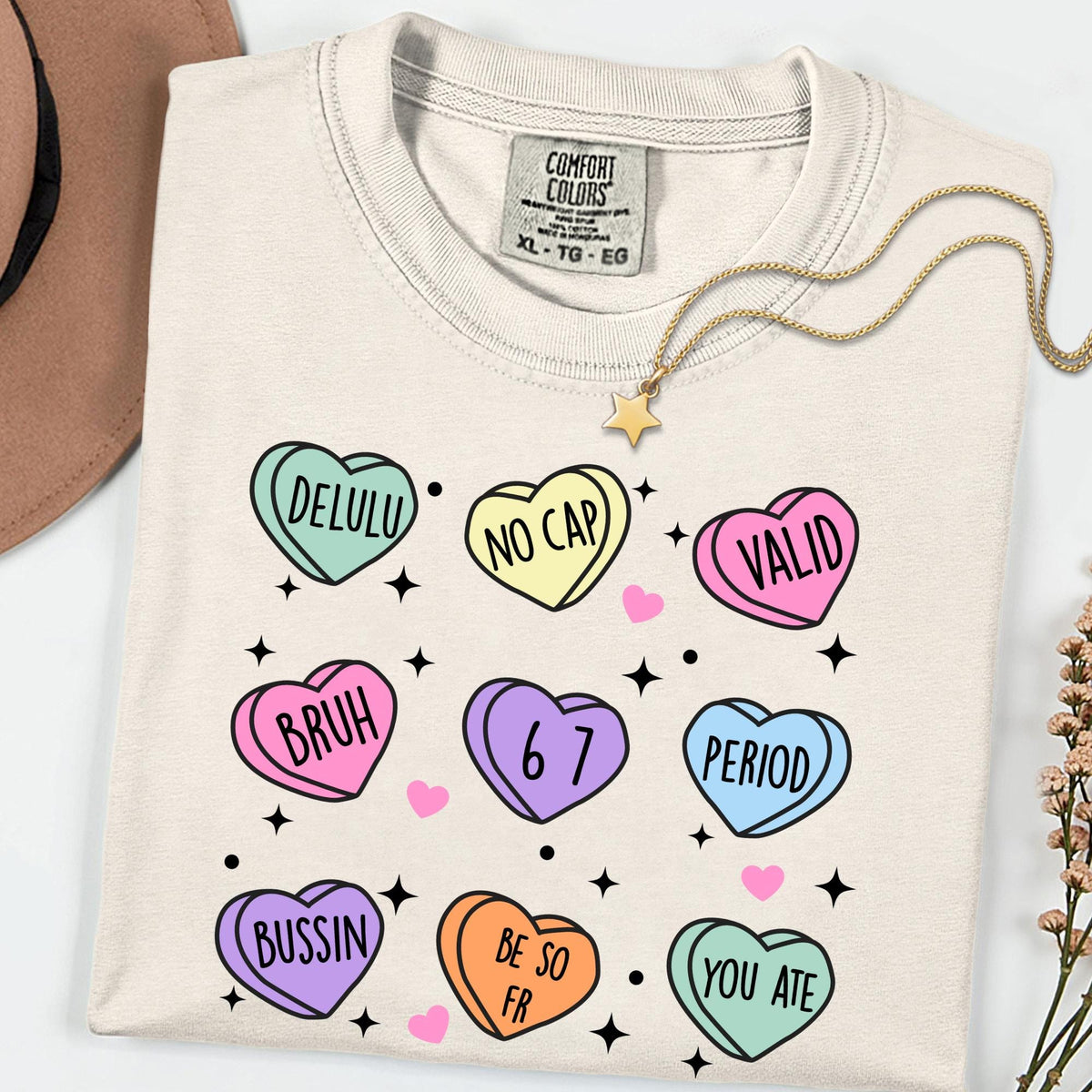 Gen Z Candy Hearts Shirt, Funny Slang Valentine Tee, Delulu No Cap Graphic Shirt, Comfort Colors Unisex T Shirt