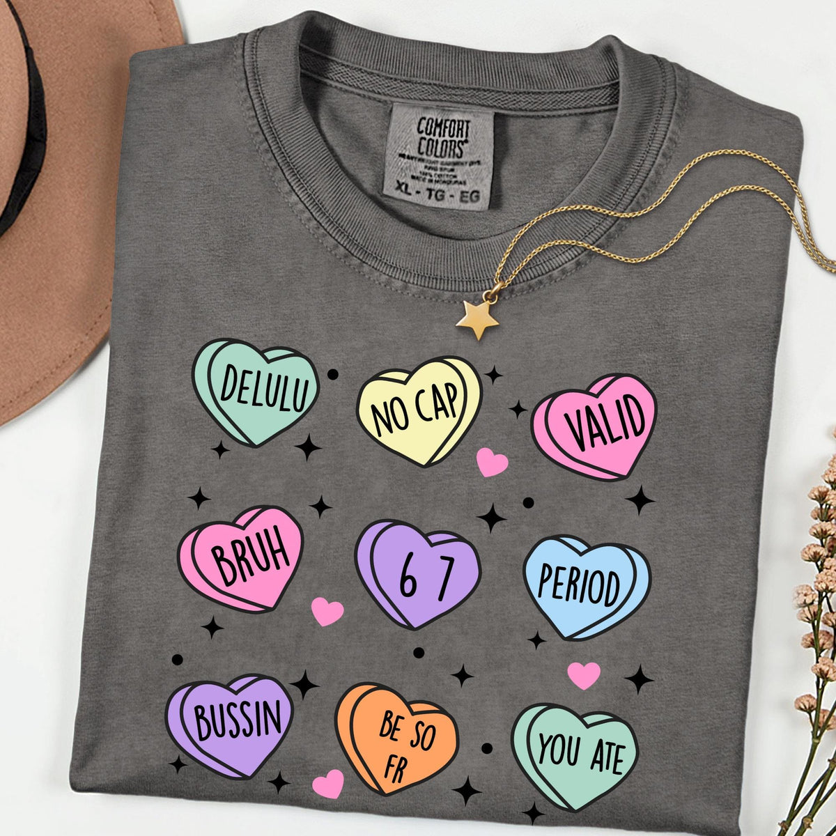 Gen Z Candy Hearts Shirt, Funny Slang Valentine Tee, Delulu No Cap Graphic Shirt, Comfort Colors Unisex T Shirt