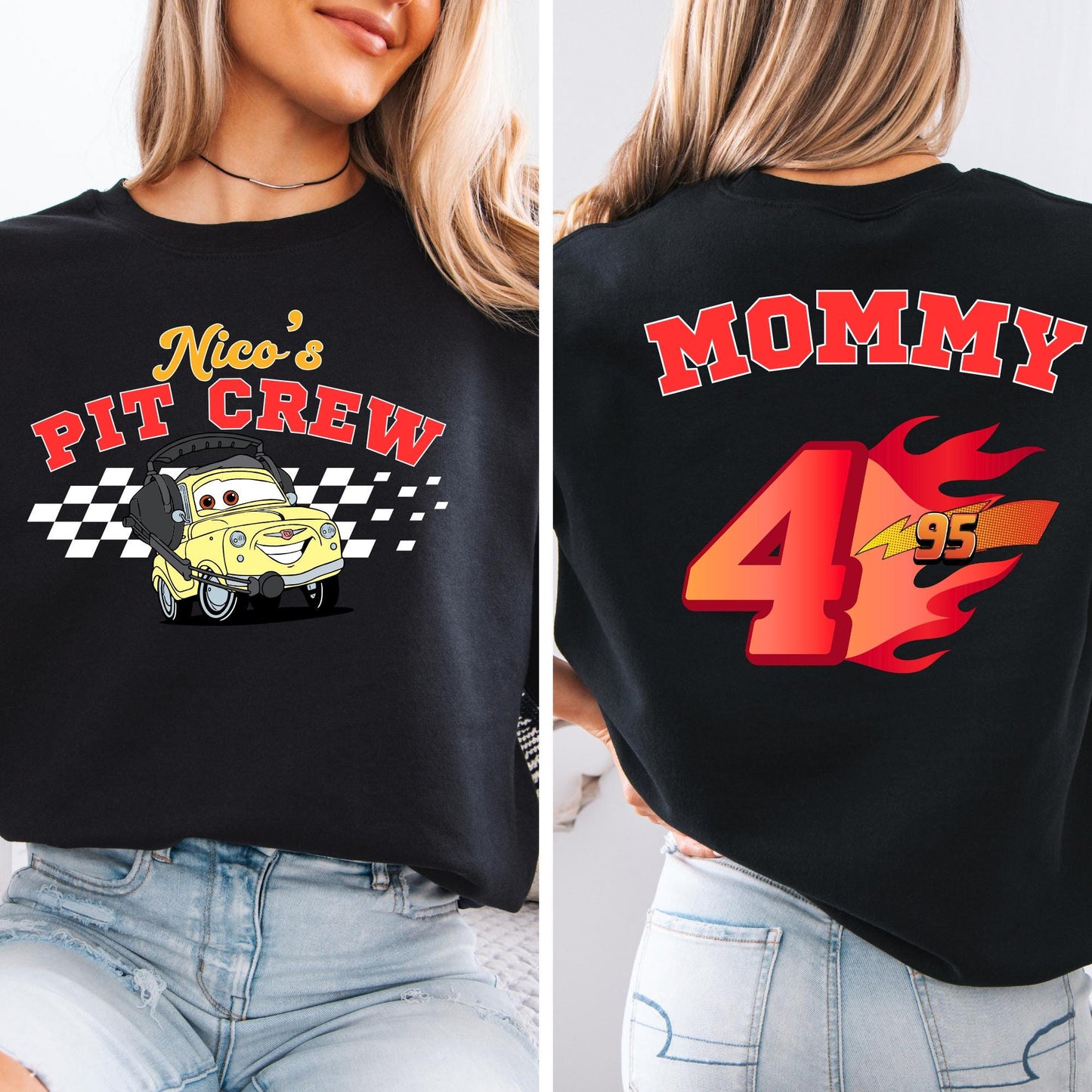 Personalized Disney Cars Birthday Sweatshirt, McQueen Bday Boy Sweat, Family Matching Pit Crew Hoodie