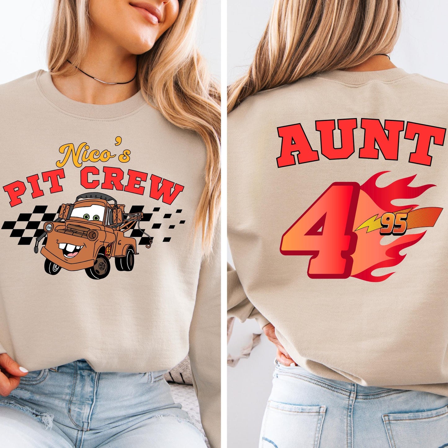 Personalized Disney Cars Birthday Sweatshirt, McQueen Bday Boy Sweat, Family Matching Pit Crew Hoodie