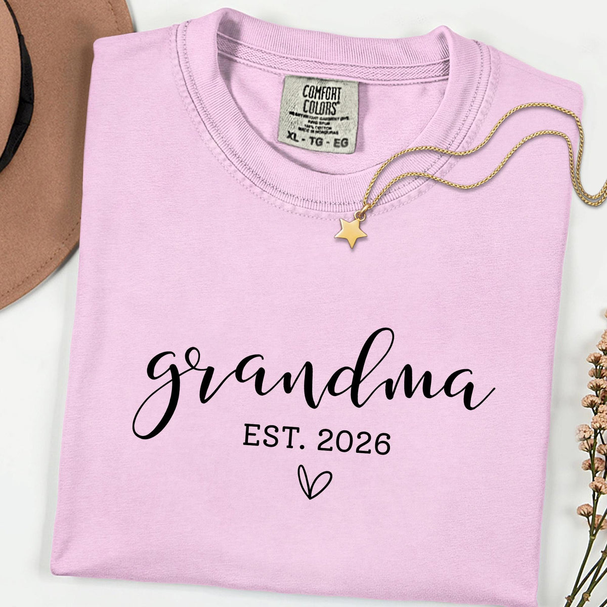 Custom Comfort Colors® Grandma Shirt, Personalized Nana & Mimi Tee, Mother’s Day Gift for Grandmother, Est Date Grandma T-Shirt, Mommy Shirt