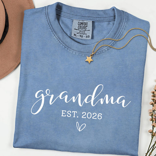 Custom Comfort Colors® Grandma Shirt, Personalized Nana & Mimi Tee, Mother’s Day Gift for Grandmother, Est Date Grandma T-Shirt, Mommy Shirt