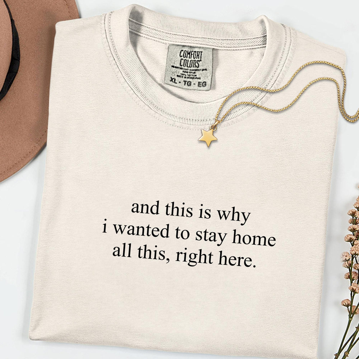 Comfort Colors® Stay Home Energy Tee, Funny Introvert Quote Shirt for Women, Aesthetic Sarcastic Graphic Top