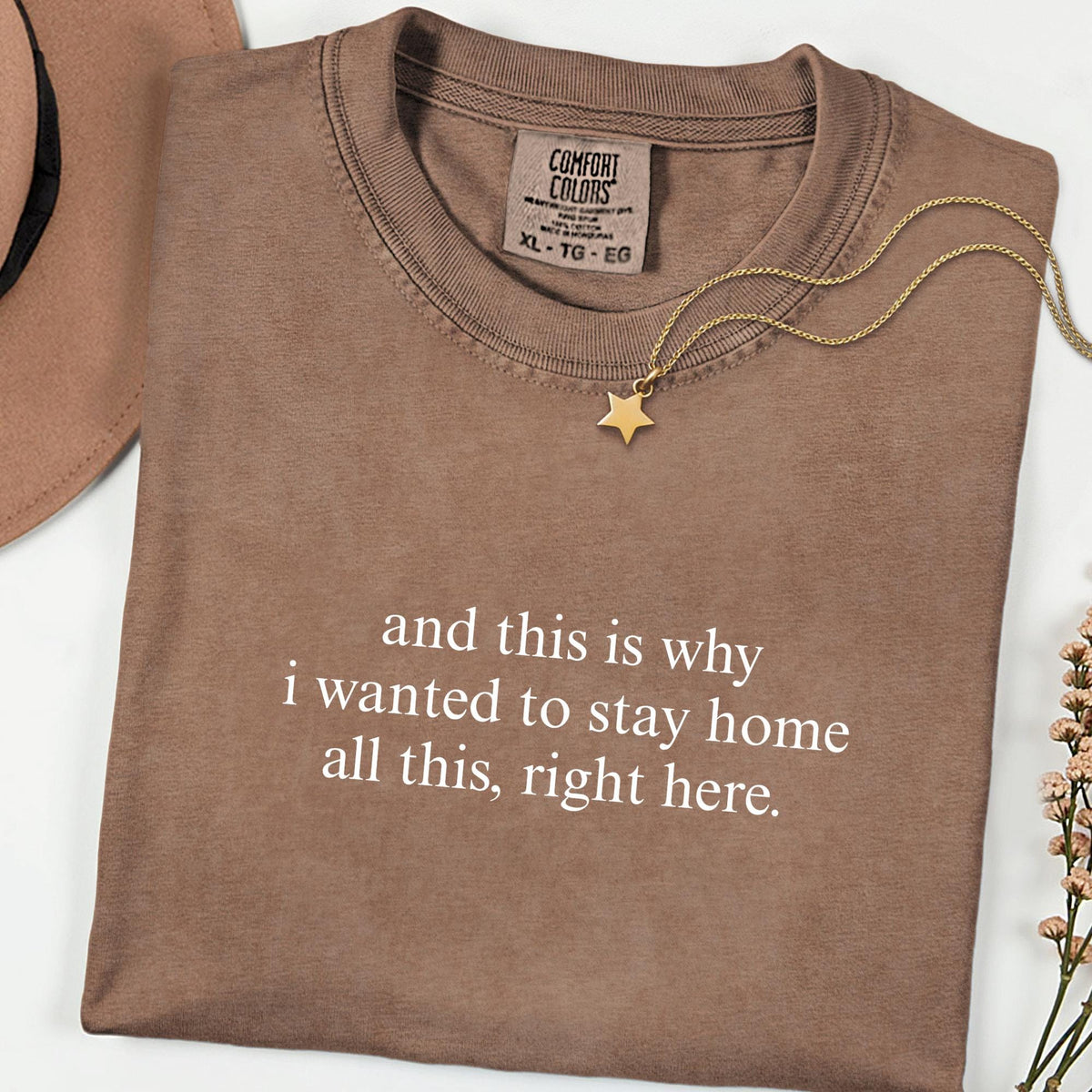 Comfort Colors® Stay Home Energy Tee, Funny Introvert Quote Shirt for Women, Aesthetic Sarcastic Graphic Top