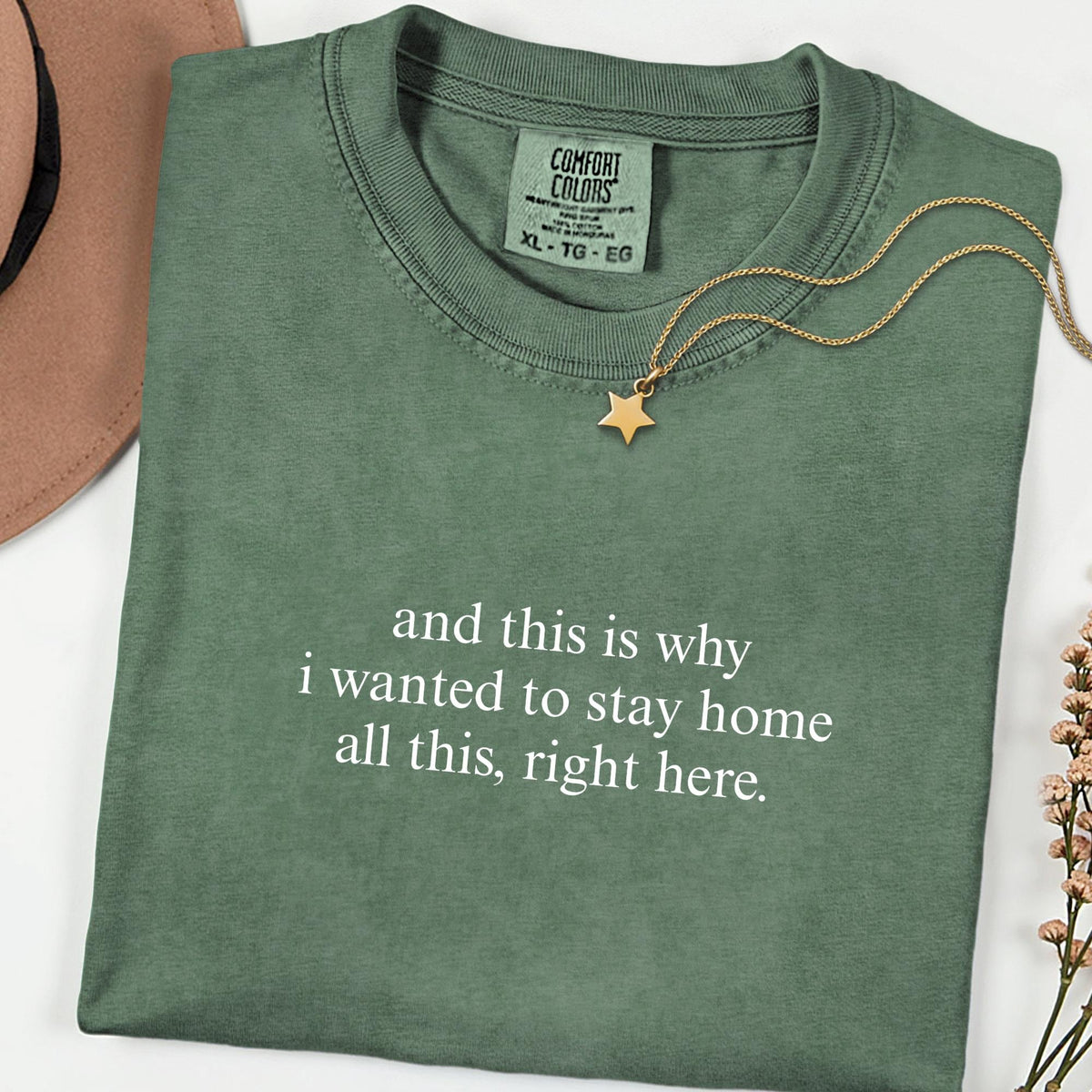 Comfort Colors® Stay Home Energy Tee, Funny Introvert Quote Shirt for Women, Aesthetic Sarcastic Graphic Top
