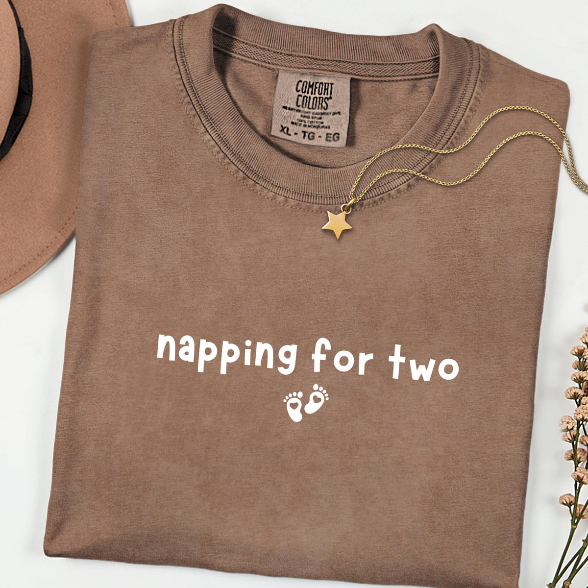 Comfort Colors® Napping for Two Tee, Cute Pregnancy Reveal Shirt, Soft Maternity Top, Baby Shower Present for Expecting Mama