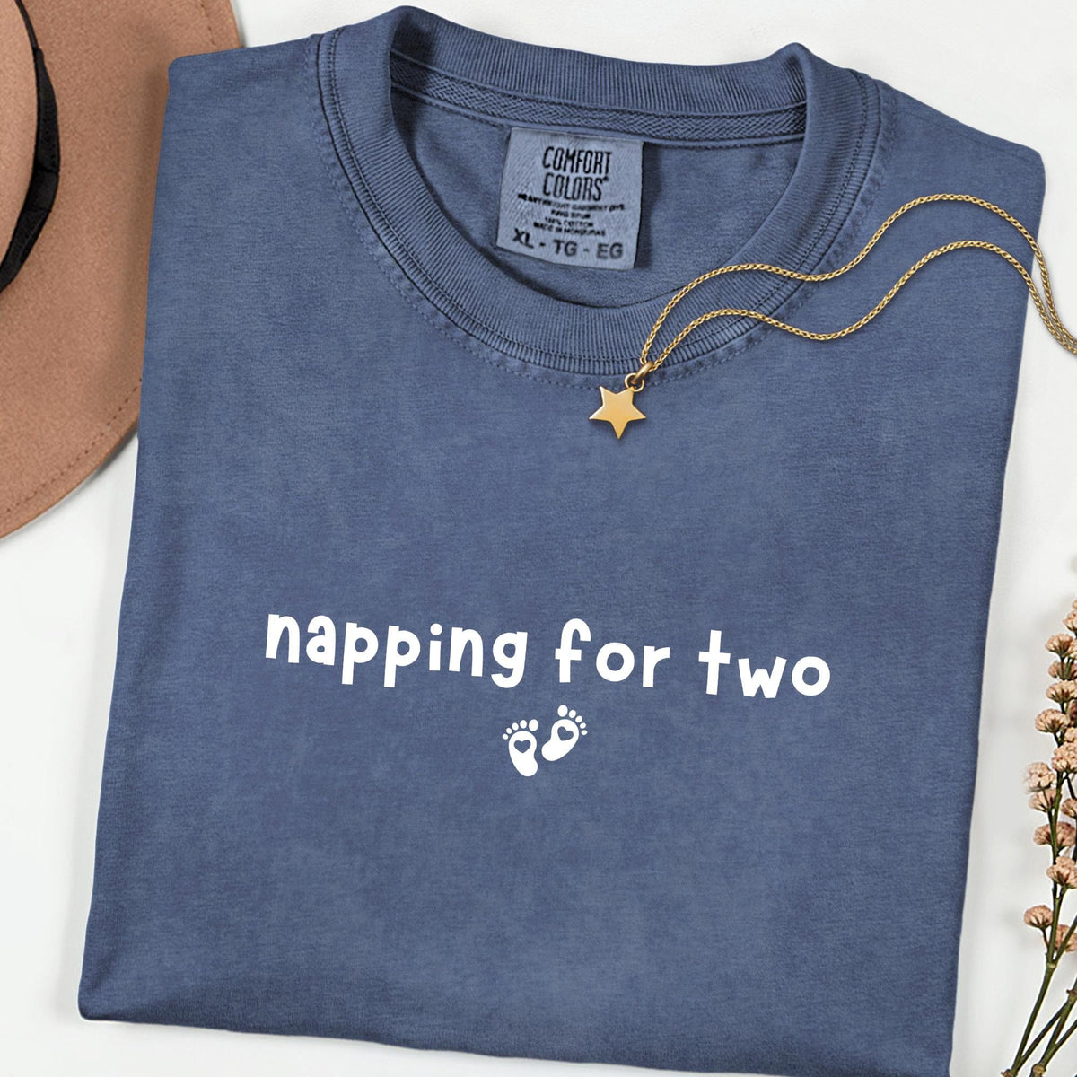 Comfort Colors® Napping for Two Tee, Cute Pregnancy Reveal Shirt, Soft Maternity Top, Baby Shower Present for Expecting Mama