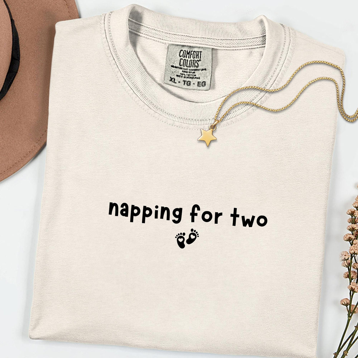 Comfort Colors® Napping for Two Tee, Cute Pregnancy Reveal Shirt, Soft Maternity Top, Baby Shower Present for Expecting Mama