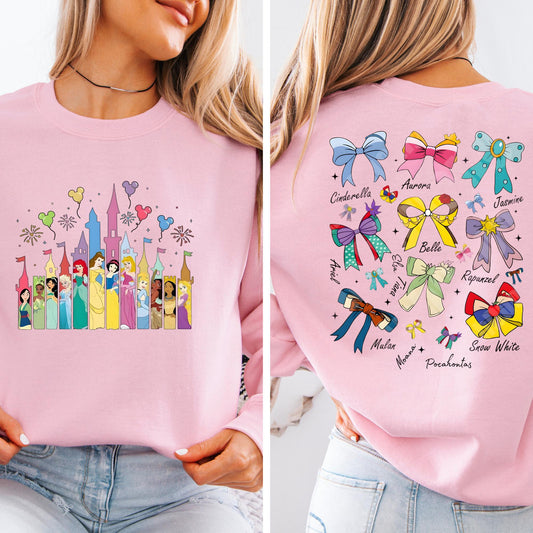 Disney Princess Sweatshirt, Front Back Design Magic Castle Sweat, Disney Signature Sketch Sweatshirts, Disneyland Family Trip Hoodie