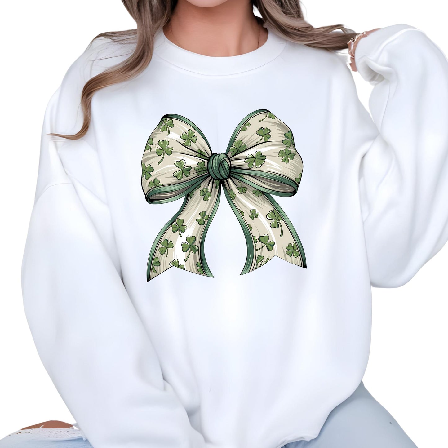 Coquette Bow St Patrick's Sweatshirt, St Patrick's Day Shirt, Lucky Shamrock Sweat, Women's St Patricks Gift, Irish Coquette Hoodie