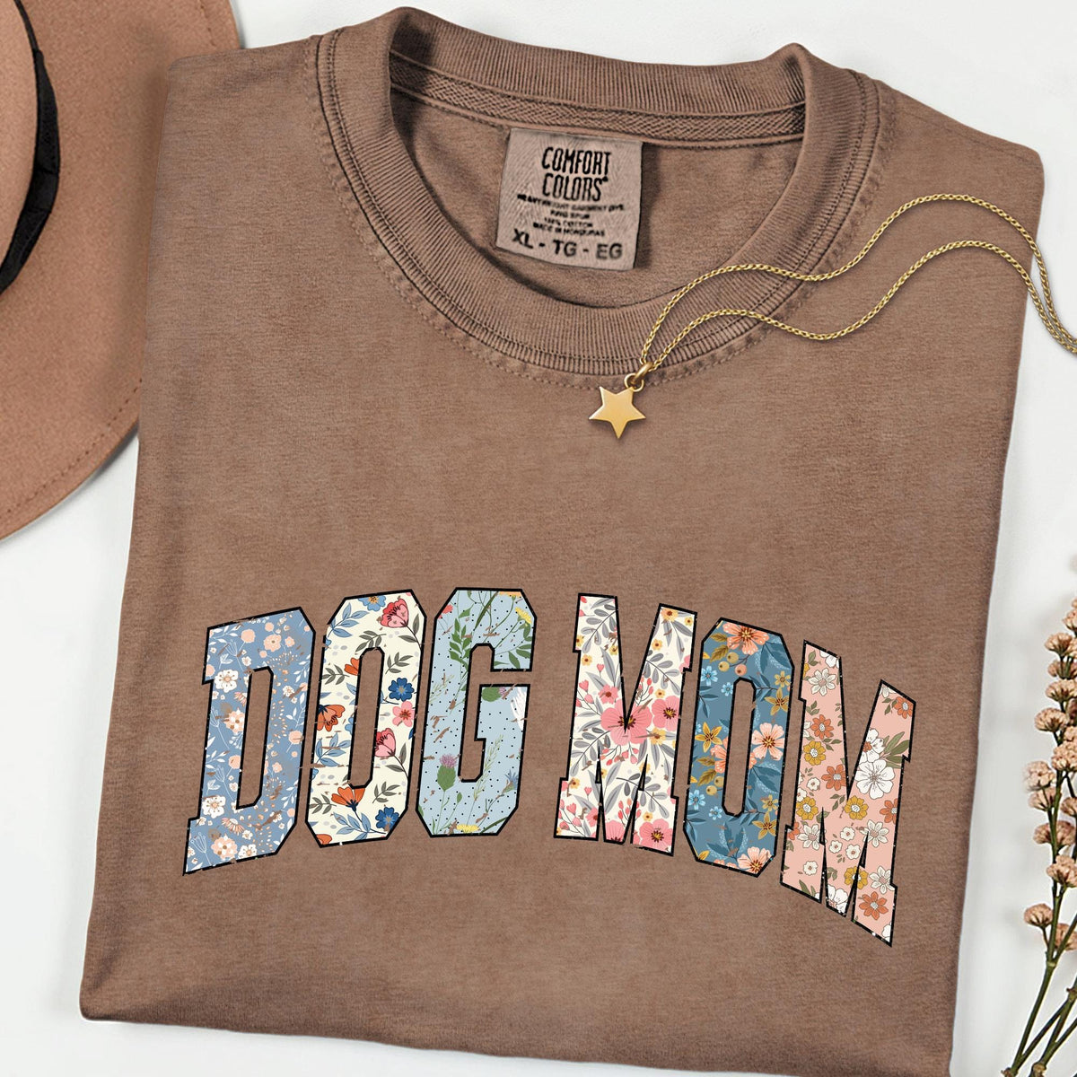 Comfort Colors® Floral Dog Mom Shirt, Retro Dog Mama Tee, Gift for Dog Lovers, Cute Dog Person T-Shirt, Animal Lover Gift for Her