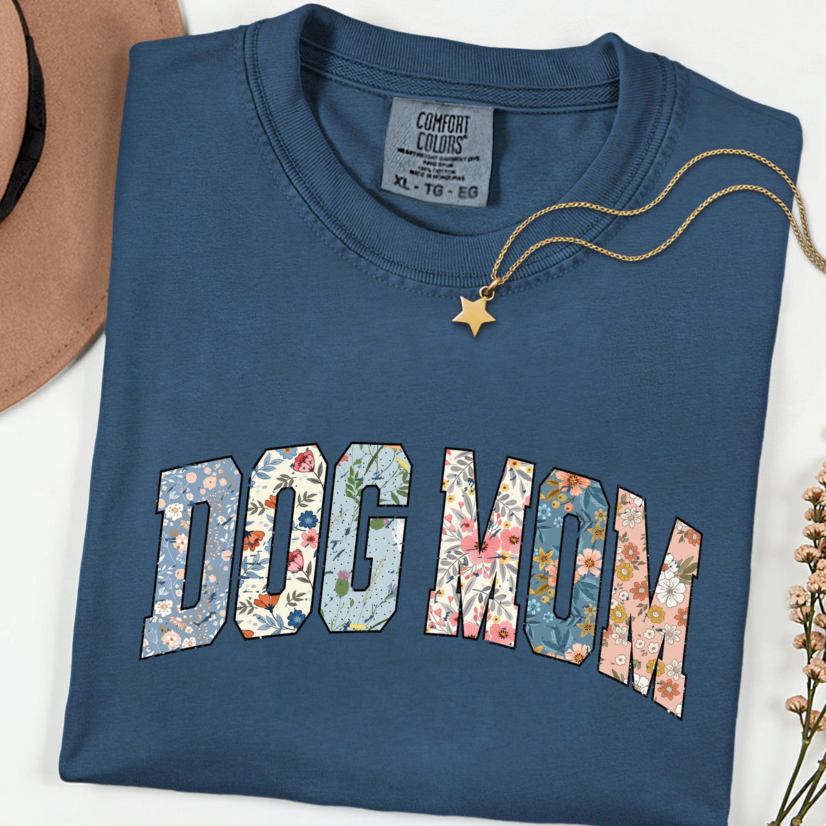 Comfort Colors® Floral Dog Mom Shirt, Retro Dog Mama Tee, Gift for Dog Lovers, Cute Dog Person T-Shirt, Animal Lover Gift for Her