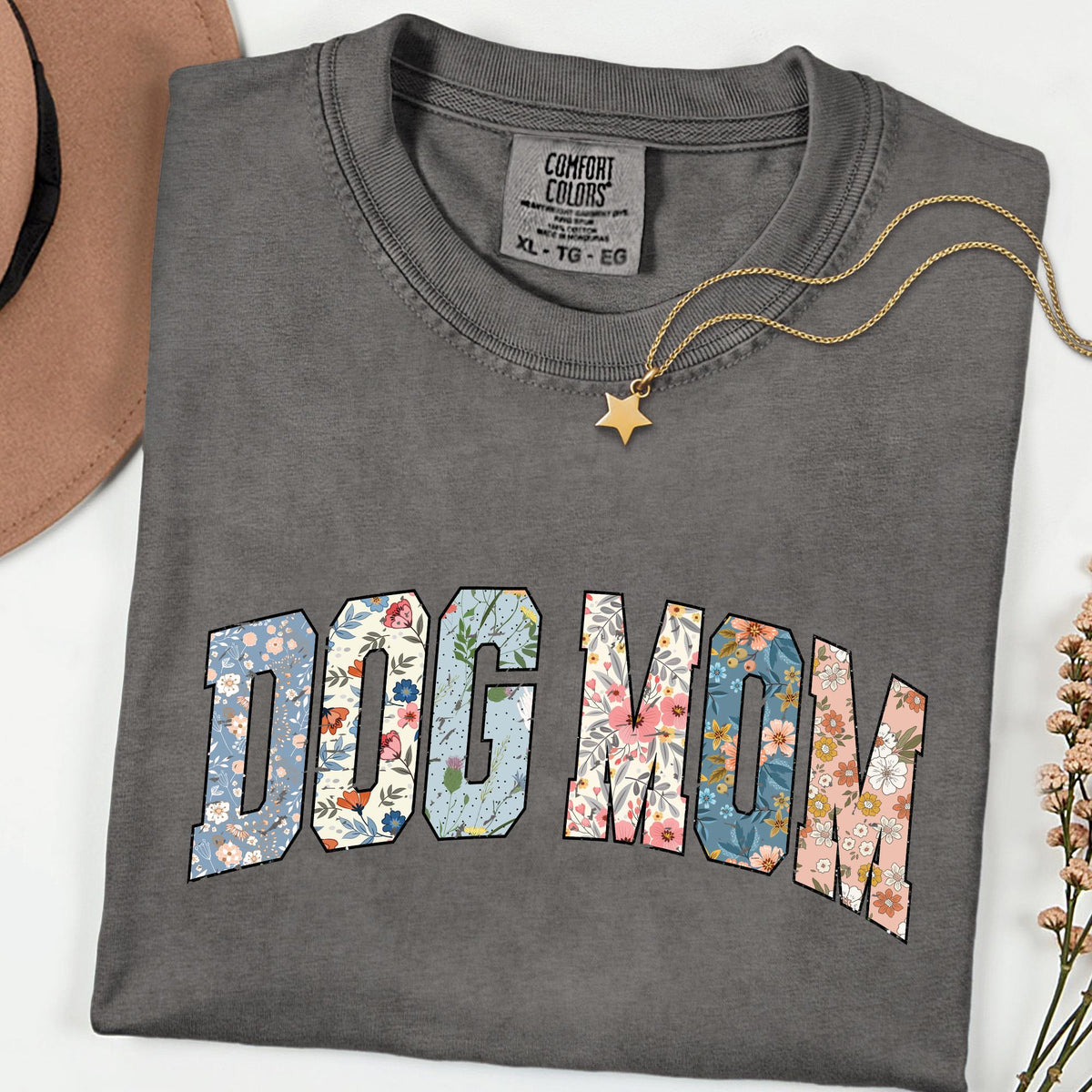 Comfort Colors® Floral Dog Mom Shirt, Retro Dog Mama Tee, Gift for Dog Lovers, Cute Dog Person T-Shirt, Animal Lover Gift for Her