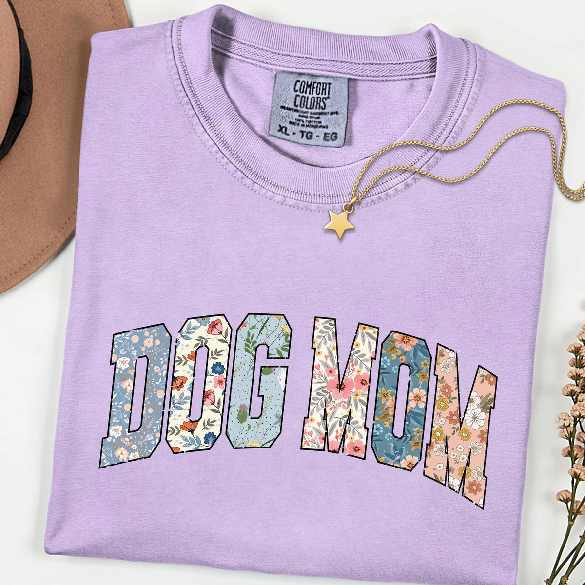 Comfort Colors® Floral Dog Mom Shirt, Retro Dog Mama Tee, Gift for Dog Lovers, Cute Dog Person T-Shirt, Animal Lover Gift for Her