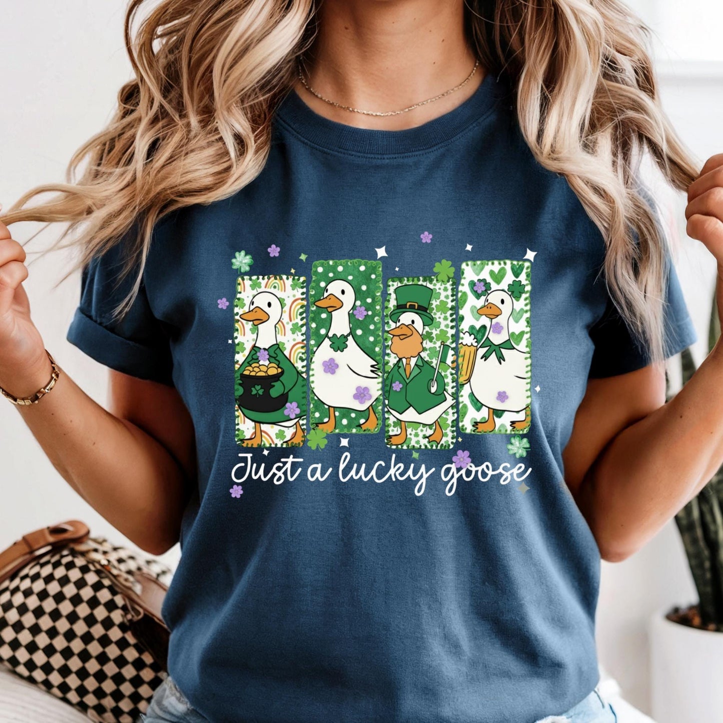 Comfort Colors® Just a Lucky Goose Shirt, St Patrick’s Day Shirt, Funny Goose Shirt, Cute Goose Patrick Day Shirt, Irish Humor Tee