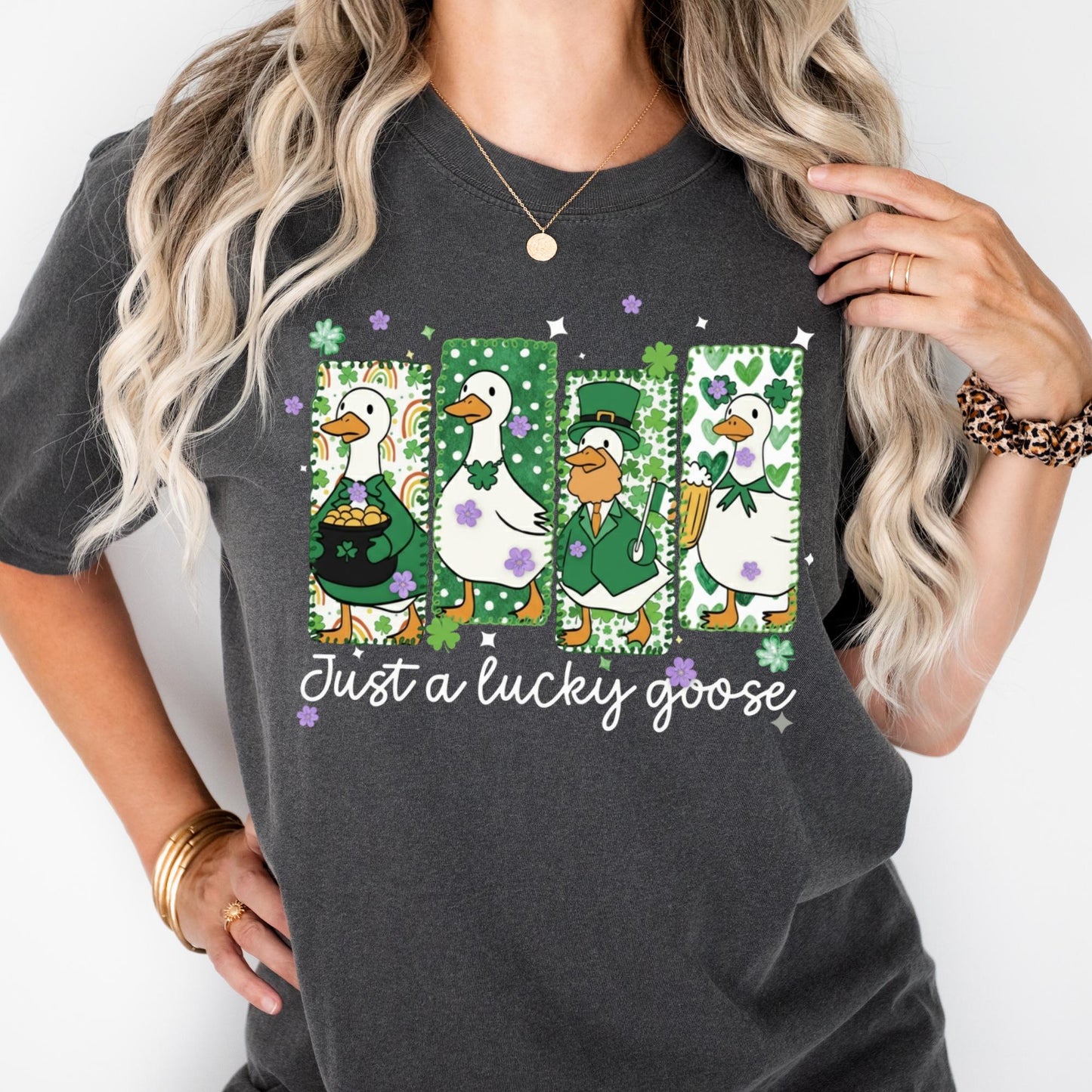 Comfort Colors® Just a Lucky Goose Shirt, St Patrick’s Day Shirt, Funny Goose Shirt, Cute Goose Patrick Day Shirt, Irish Humor Tee