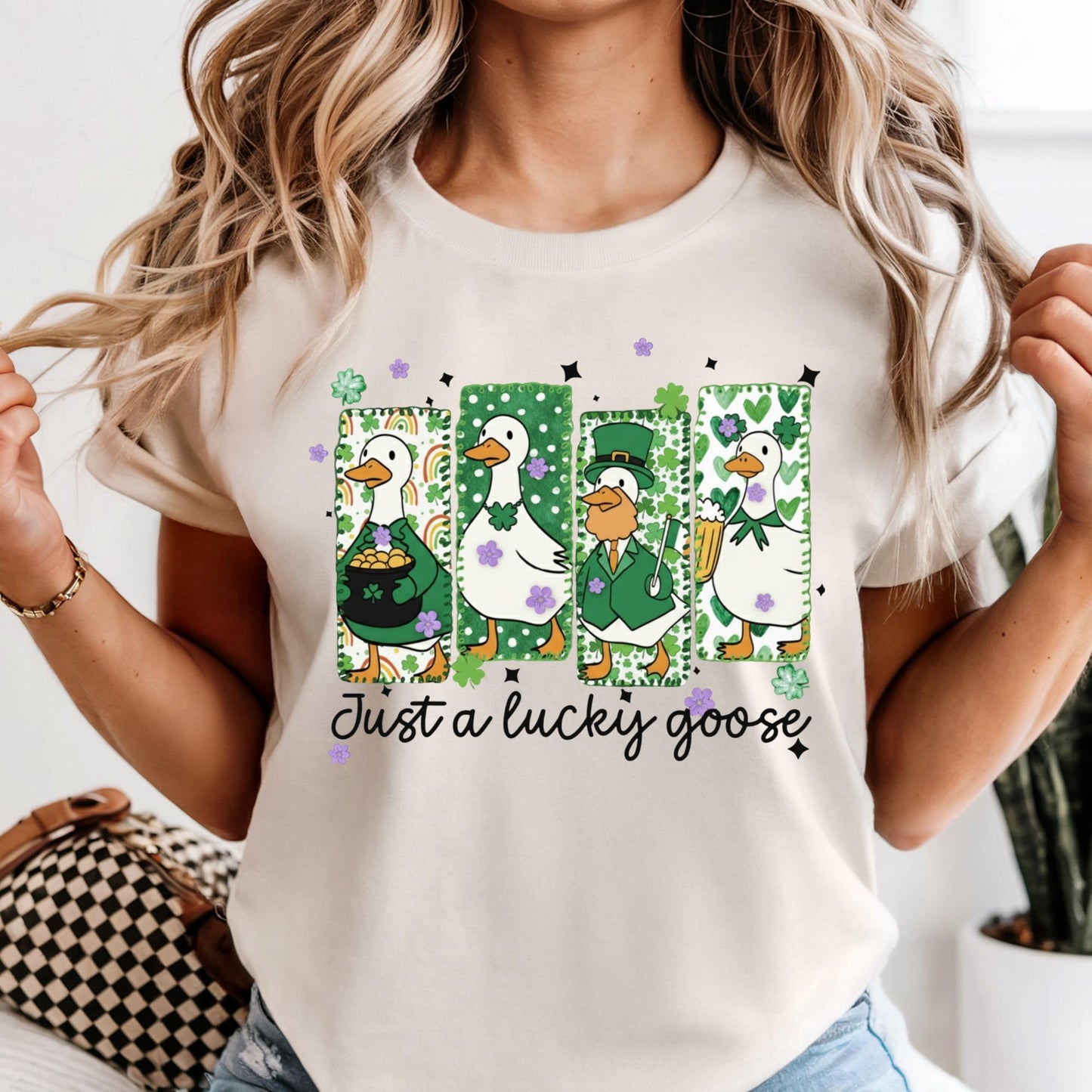 Comfort Colors® Just a Lucky Goose Shirt, St Patrick’s Day Shirt, Funny Goose Shirt, Cute Goose Patrick Day Shirt, Irish Humor Tee