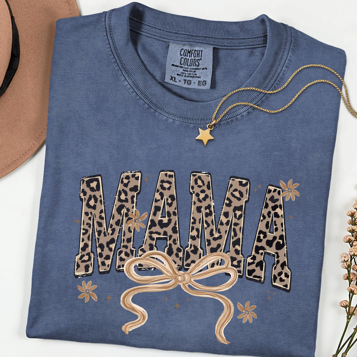 Leopard Mama Comfort Colors® Shirt, Retro Varsity Mama Tee, Mother’s Day Gift for Mom, Leopard Print Mama T-Shirt, New Mama Gift