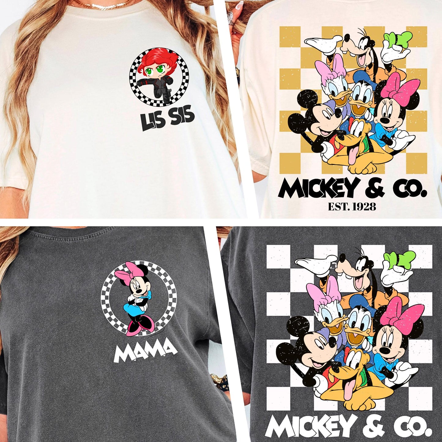 Custom Retro Mickey & Friends Shirt Comfort Colors® Disney Trip Shirt, Checkered Magic Kingdom Family Matching Trip Tee