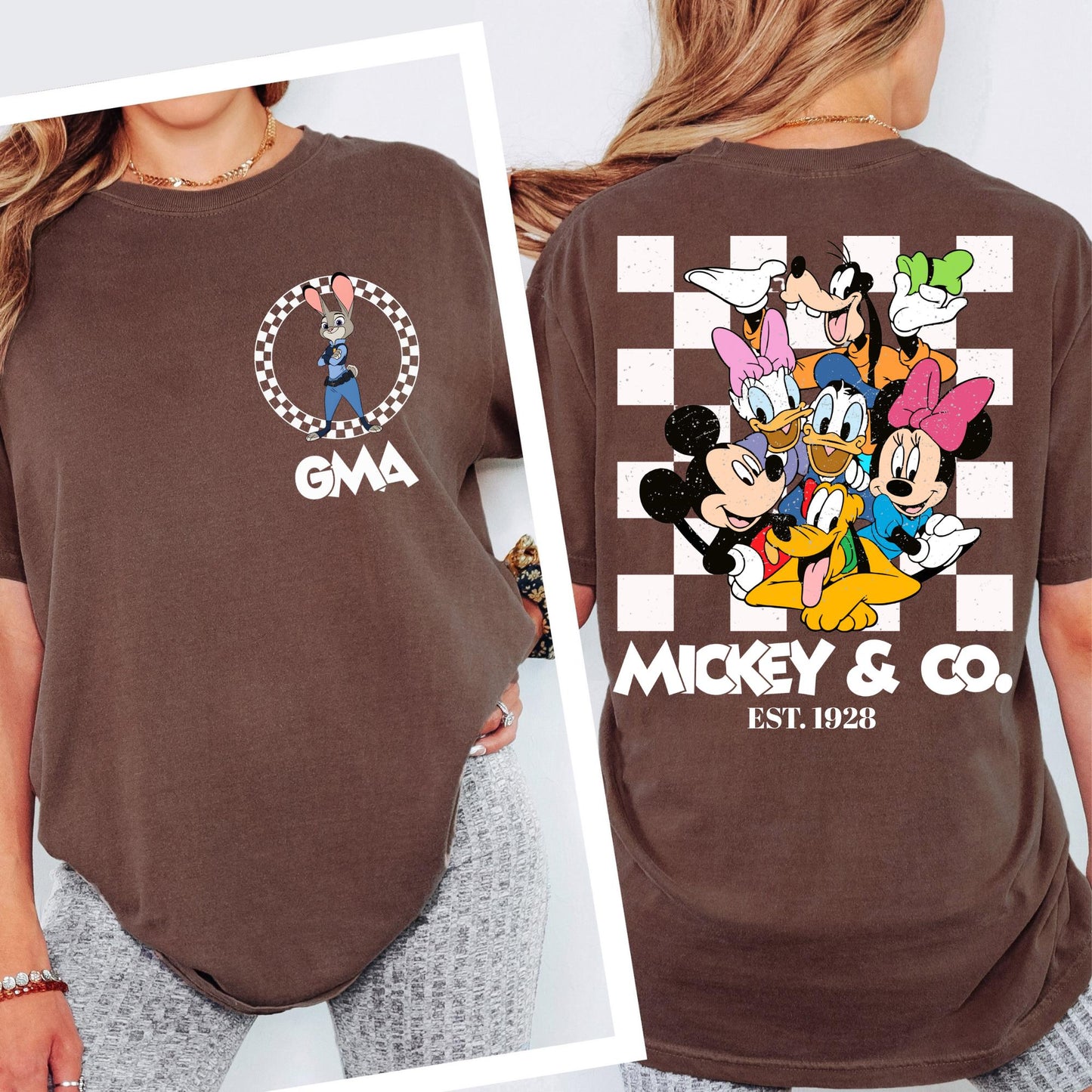 Custom Retro Mickey & Friends Shirt Comfort Colors® Disney Trip Shirt, Checkered Magic Kingdom Family Matching Trip Tee
