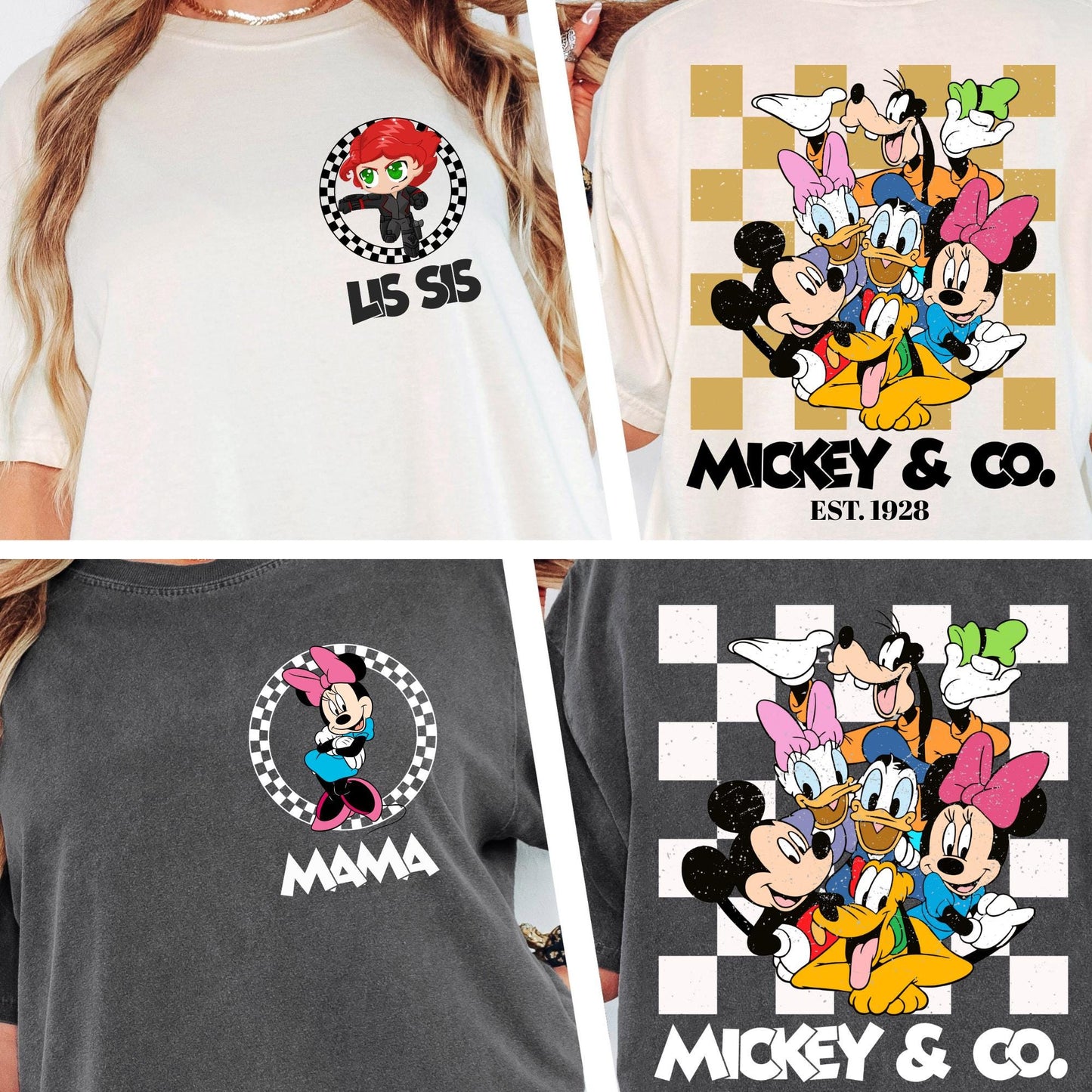 Custom Retro Mickey & Friends Shirt Comfort Colors® Disney Trip Shirt, Checkered Magic Kingdom Family Matching Trip Tee