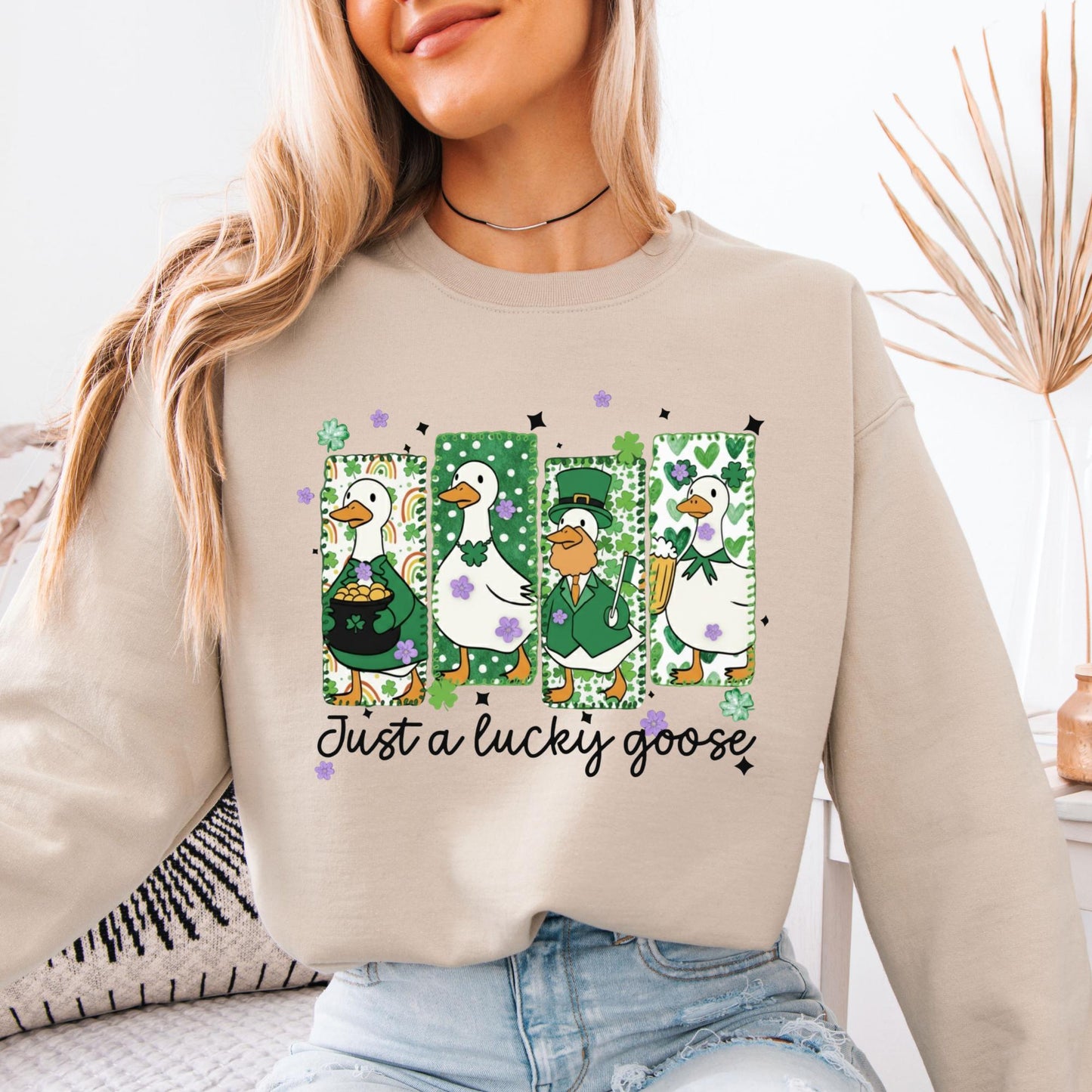 Just a Lucky Goose Sweatshirt, St Patrick’s Day Sweat, Funny Goose Shirt, Cute Goose Patrick Day Hoodie, Irish Humor Gift