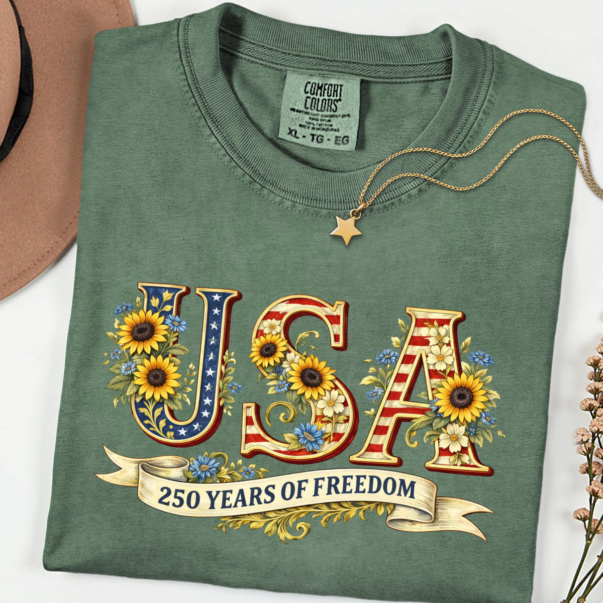 USA 250 Retro Shirt, Comfort Colors® Patriotic Independence Day Top, 4th of July Shirt, 250th Anniversary USA Flag Gift