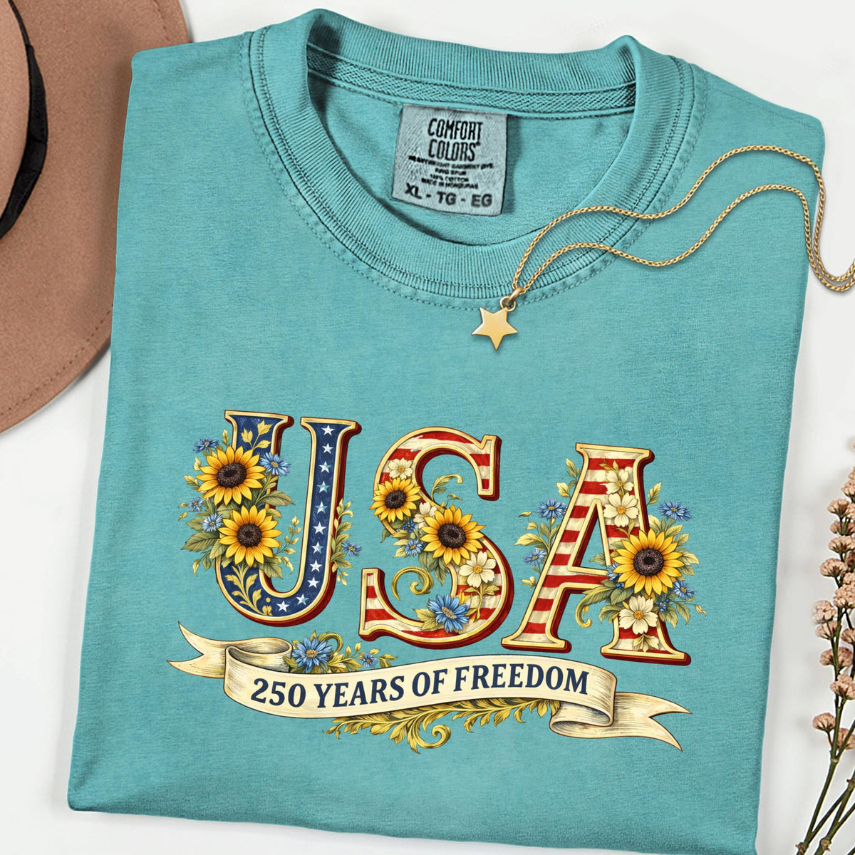 USA 250 Retro Shirt, Comfort Colors® Patriotic Independence Day Top, 4th of July Shirt, 250th Anniversary USA Flag Gift