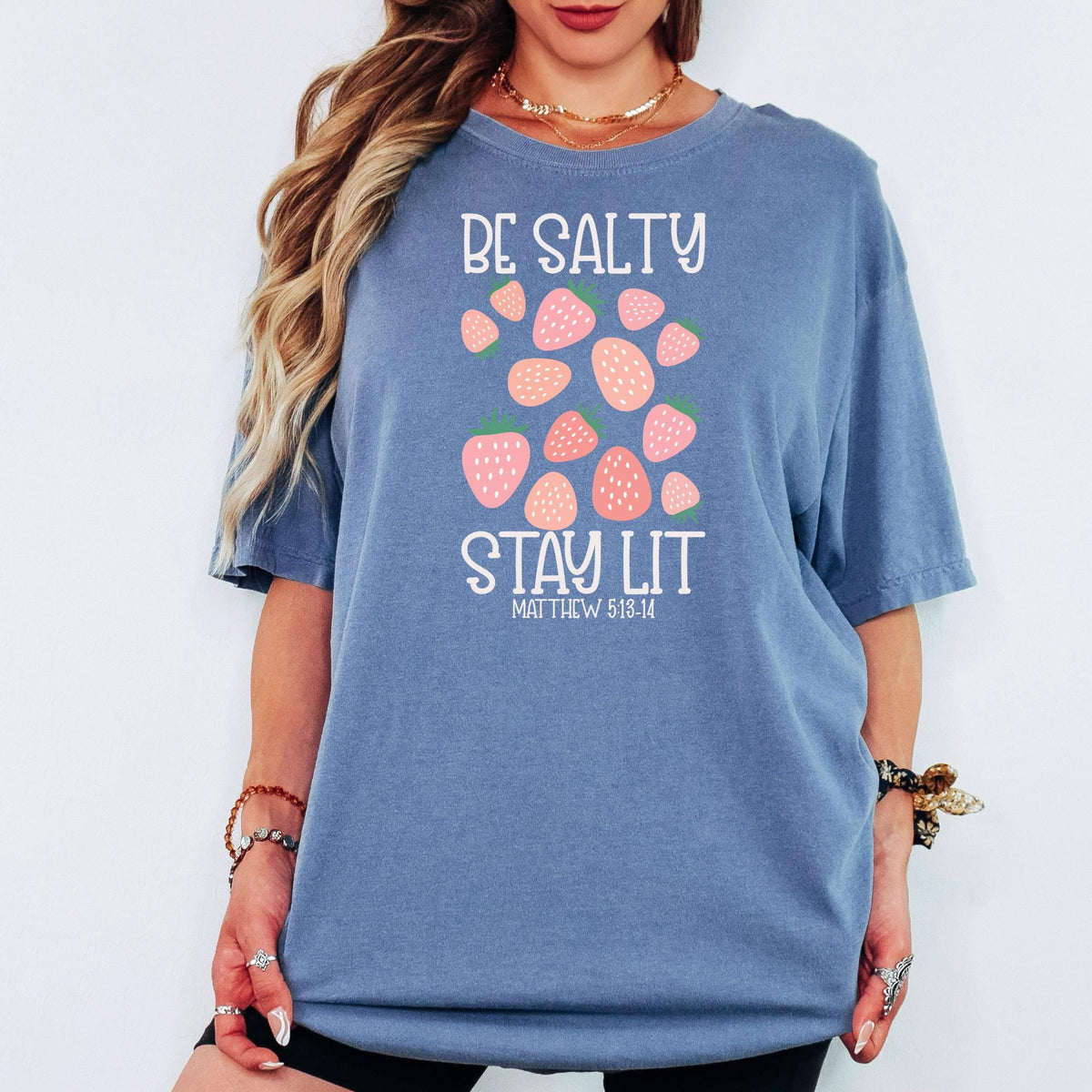 Be Salty Stay Lit Christian Shirt, Matthew 5 13 14 Bible Verse Tee, Comfort Colors® Faith Graphic Top, Religious Gift Idea