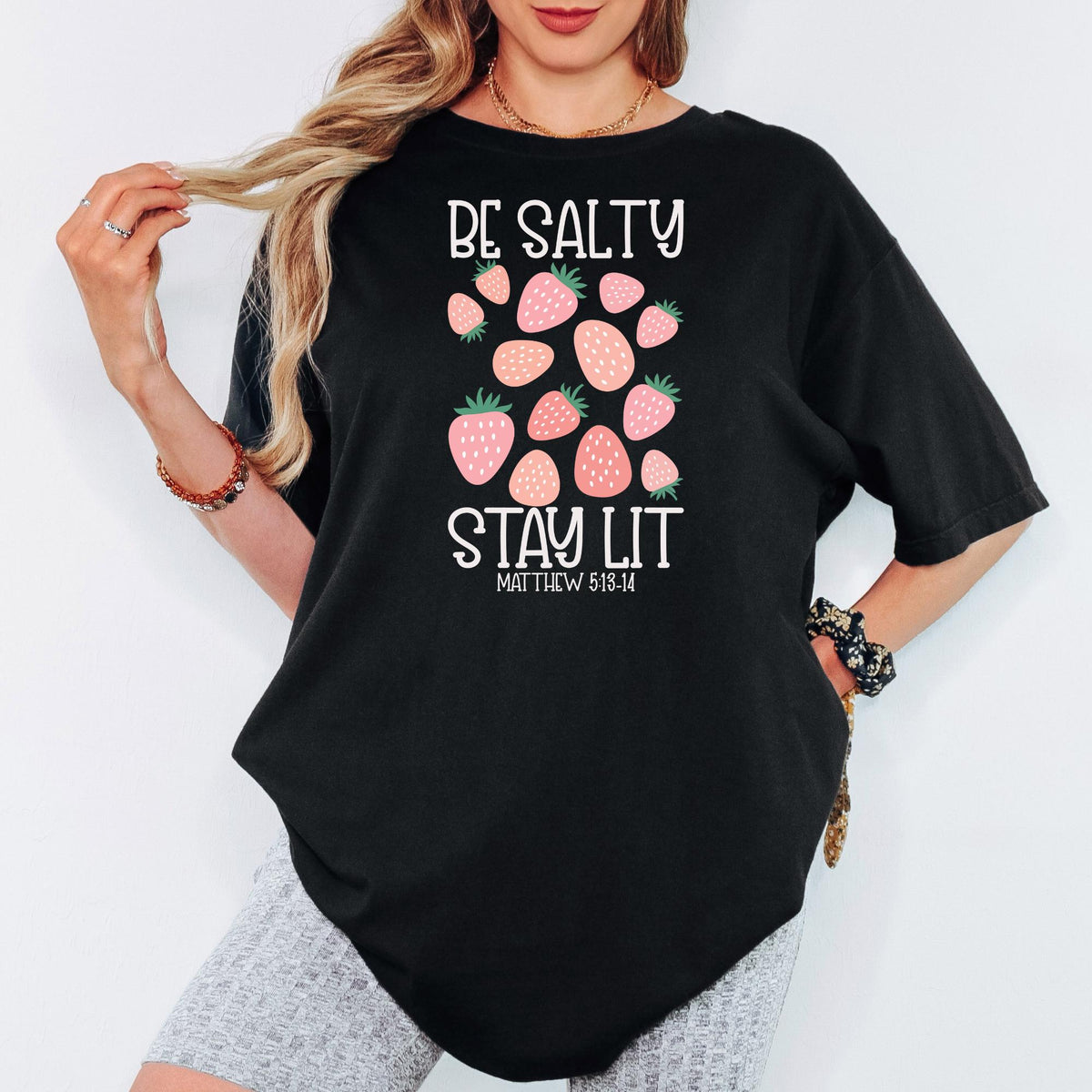 Be Salty Stay Lit Christian Shirt, Matthew 5 13 14 Bible Verse Tee, Comfort Colors® Faith Graphic Top, Religious Gift Idea