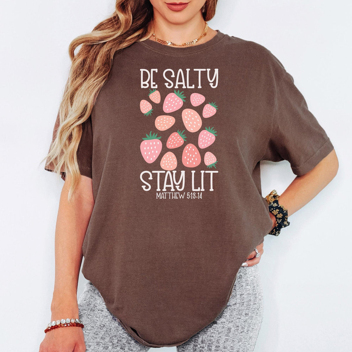 Be Salty Stay Lit Christian Shirt, Matthew 5 13 14 Bible Verse Tee, Comfort Colors® Faith Graphic Top, Religious Gift Idea