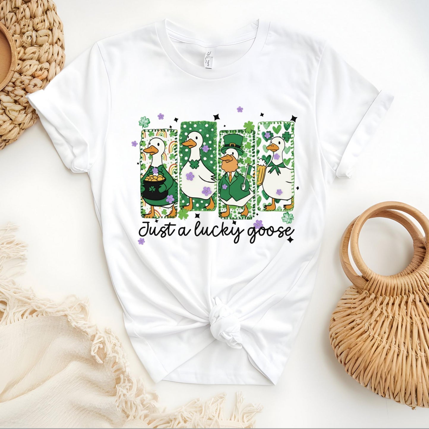 Just a Lucky Goose Shirt, St Patrick’s Day Shirt, Funny Goose Shirt, Cute Goose Patrick Day Shirt, Irish Humor Tee