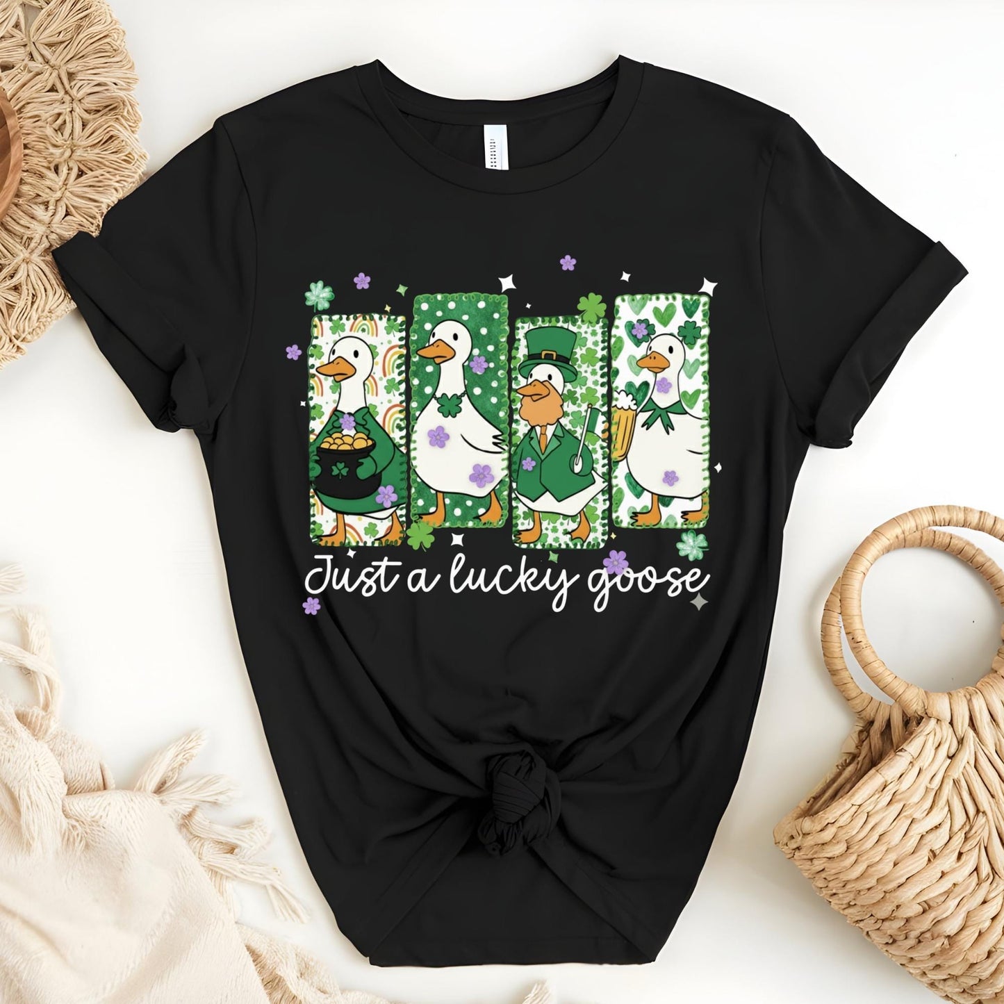 Just a Lucky Goose Shirt, St Patrick’s Day Shirt, Funny Goose Shirt, Cute Goose Patrick Day Shirt, Irish Humor Tee