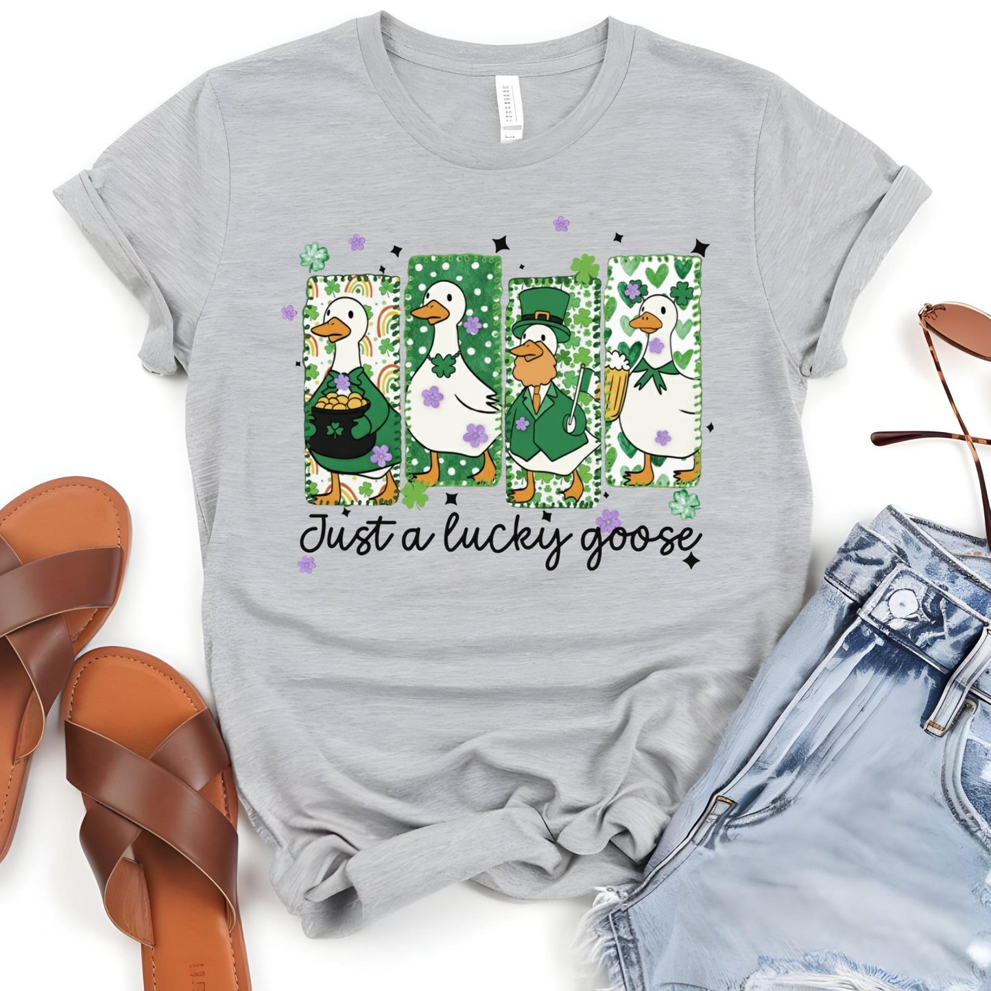 Just a Lucky Goose Shirt, St Patrick’s Day Shirt, Funny Goose Shirt, Cute Goose Patrick Day Shirt, Irish Humor Tee