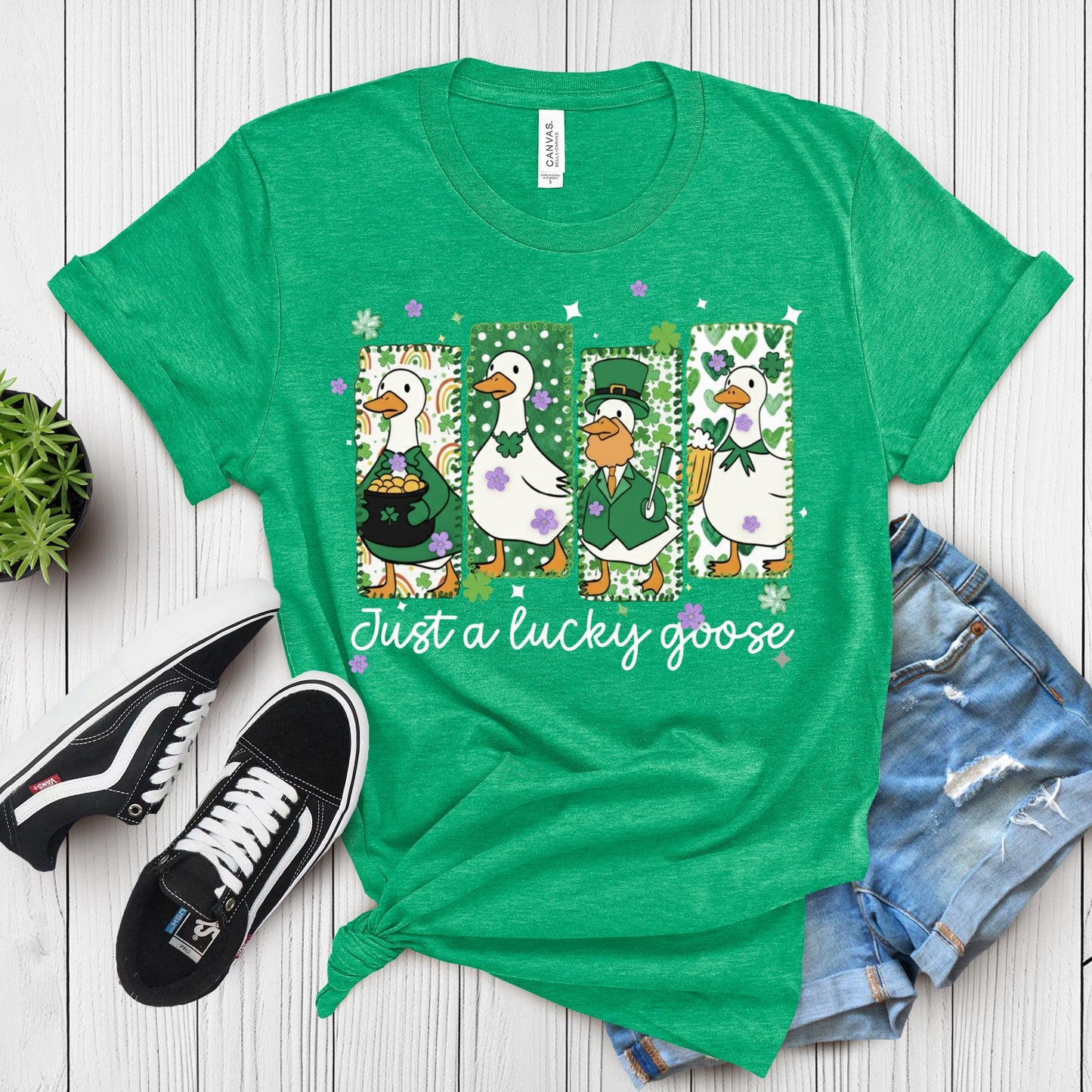 Just a Lucky Goose Shirt, St Patrick’s Day Shirt, Funny Goose Shirt, Cute Goose Patrick Day Shirt, Irish Humor Tee