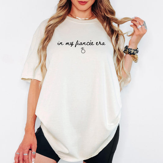 Comfort Colors® Fiancée Era Shirt, In My Engaged Era Tee, Future Mrs Minimal Shirt, Engagement Gift for Bride, Bridal Shower Outfit