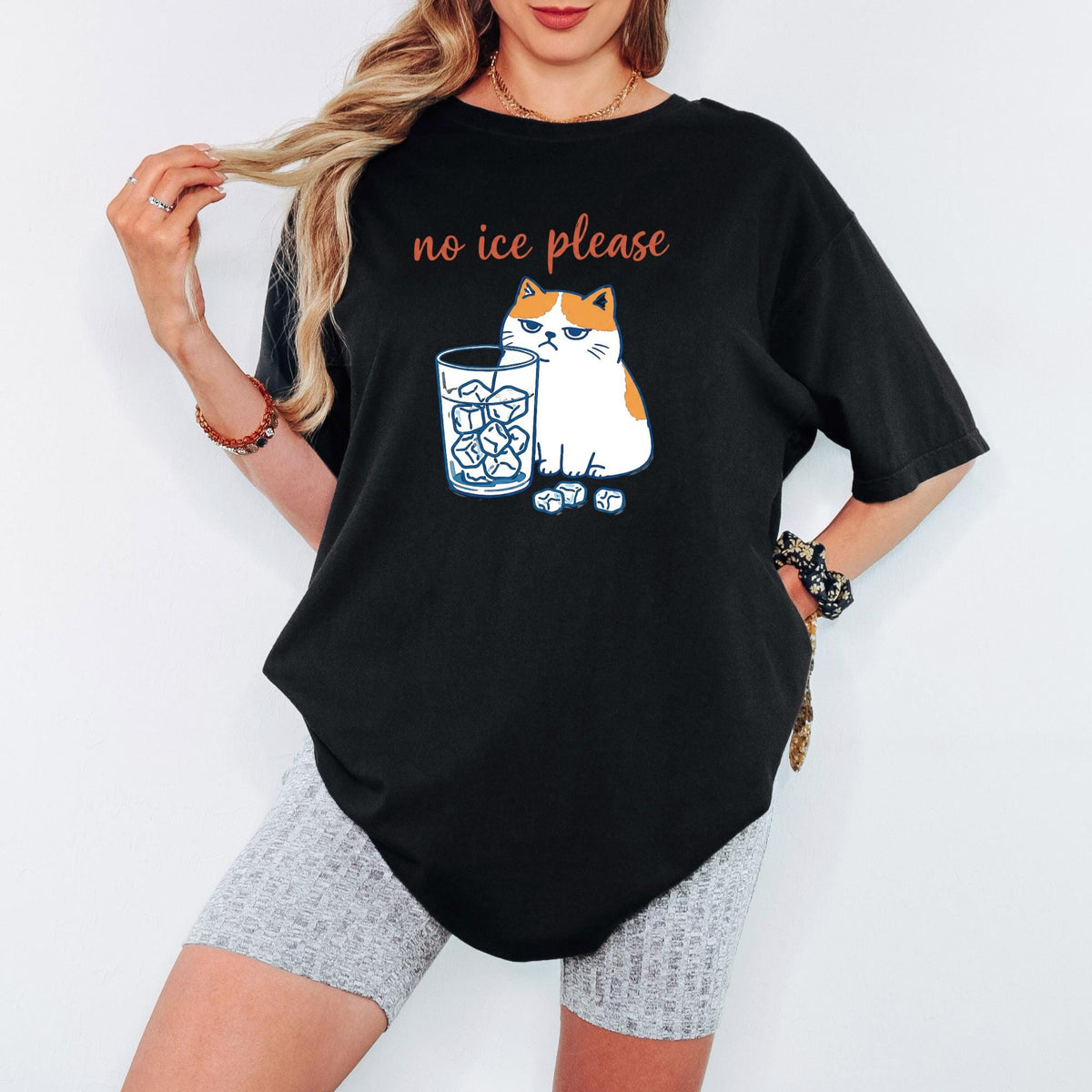 Comfort Colors® No Ice Please Cat Graphic Tee, Funny Grumpy Cat Tshirt