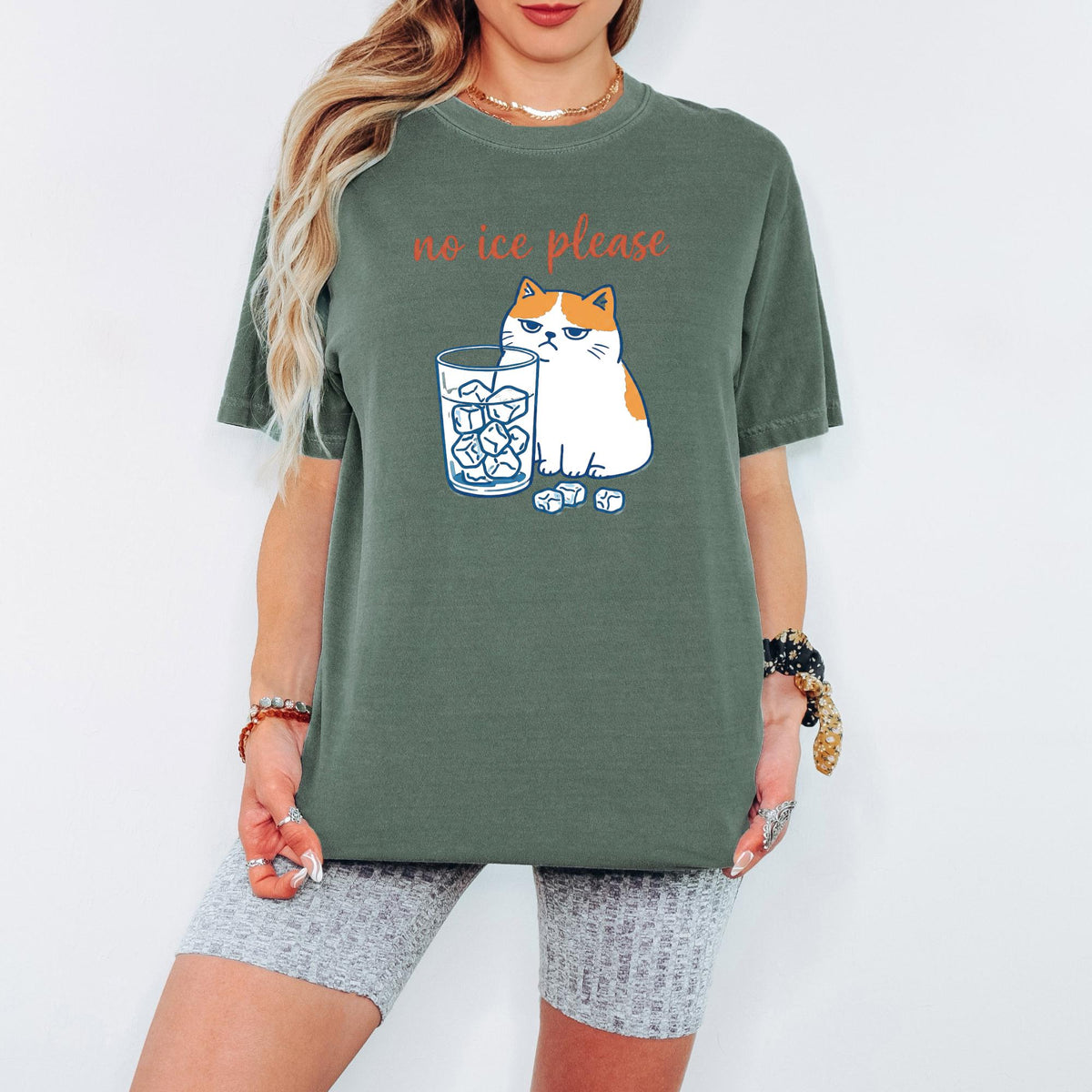 Comfort Colors® No Ice Please Cat Graphic Tee, Funny Grumpy Cat Tshirt