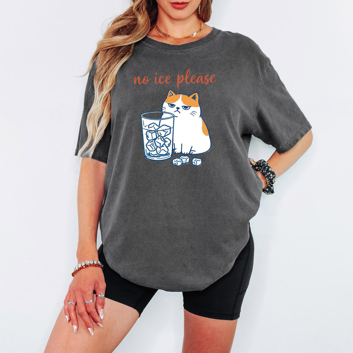 Comfort Colors® No Ice Please Cat Graphic Tee, Funny Grumpy Cat Tshirt