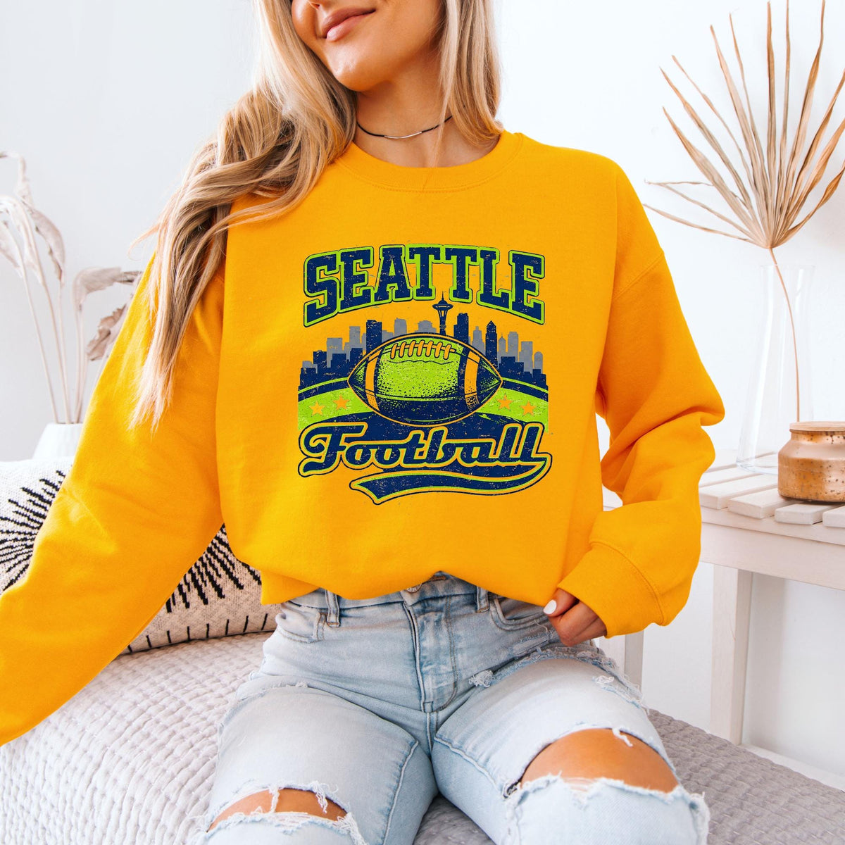 Seattle Football Sweatshirt, Vintage Football Graphic Hoodie, Seattle Sports Fan Crewneck, Game Day Pullover, Unisex Football Sweatshirt