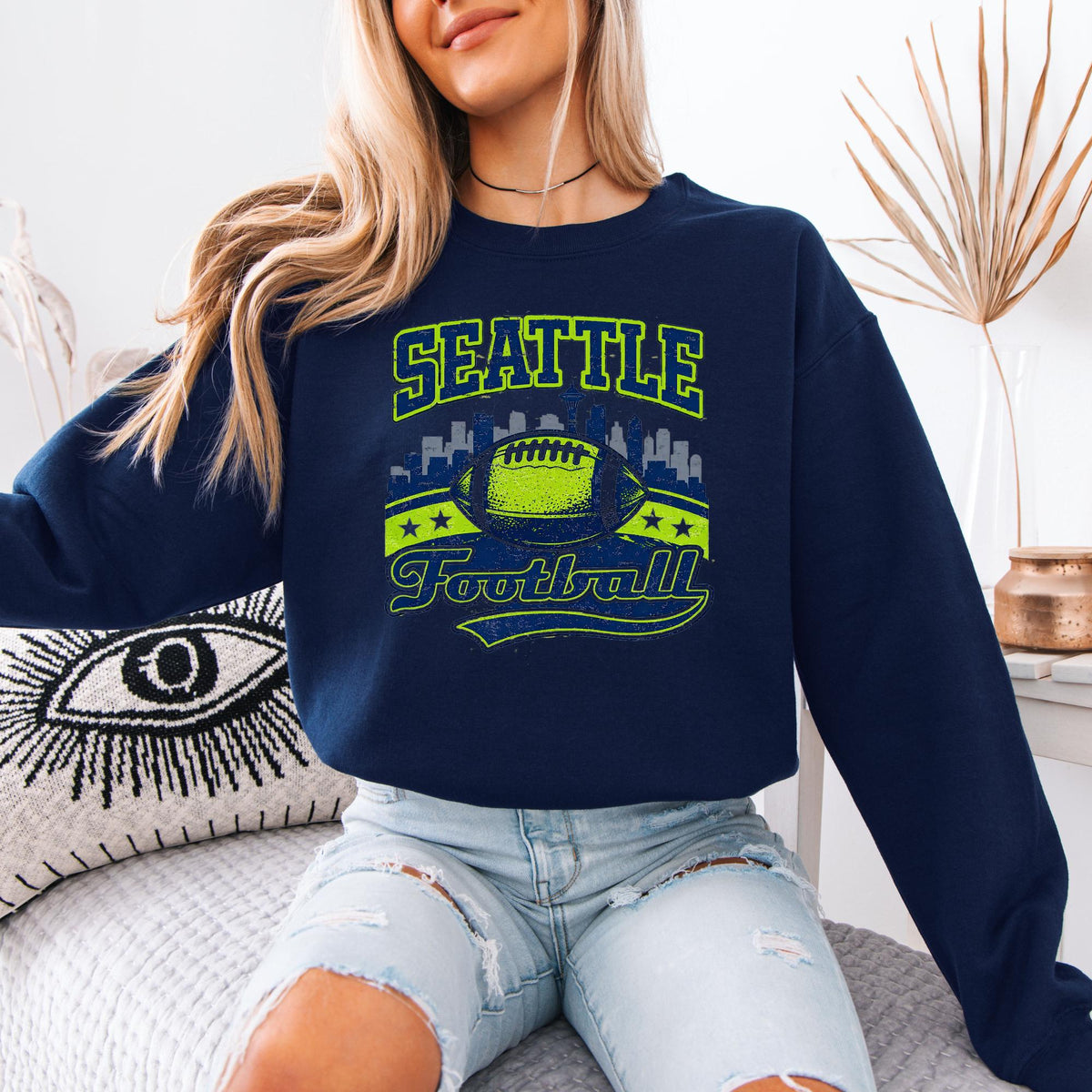 Seattle Football Sweatshirt, Vintage Football Graphic Hoodie, Seattle Sports Fan Crewneck, Game Day Pullover, Unisex Football Sweatshirt