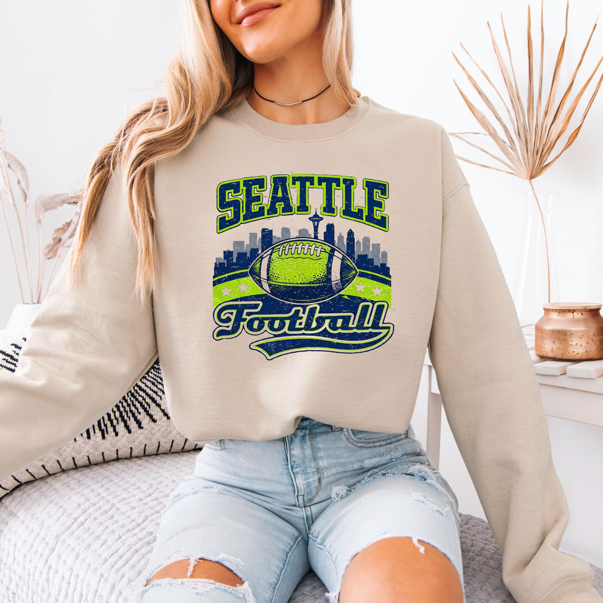 Seattle Football Sweatshirt, Vintage Football Graphic Hoodie, Seattle Sports Fan Crewneck, Game Day Pullover, Unisex Football Sweatshirt
