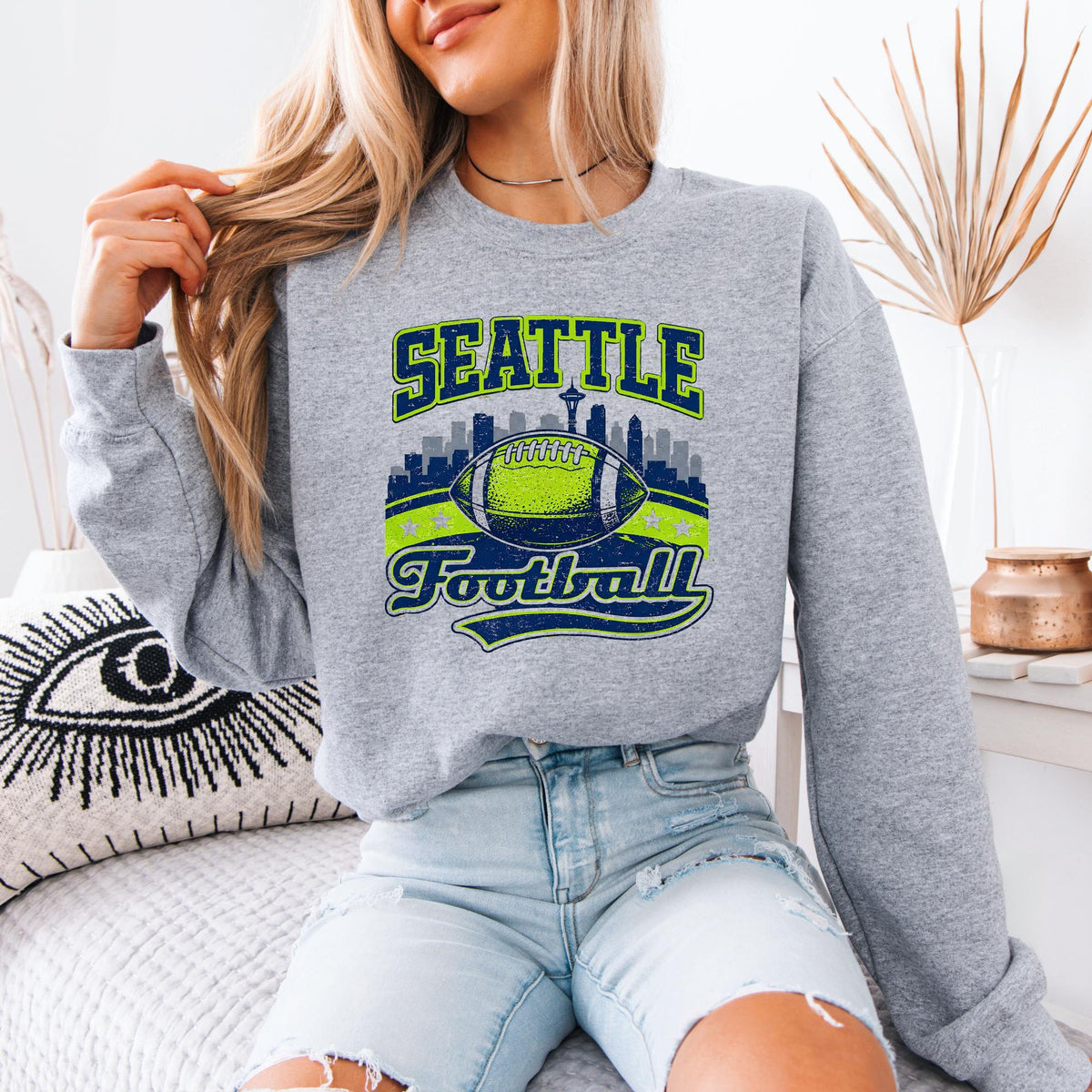 Seattle Football Sweatshirt, Vintage Football Graphic Hoodie, Seattle Sports Fan Crewneck, Game Day Pullover, Unisex Football Sweatshirt
